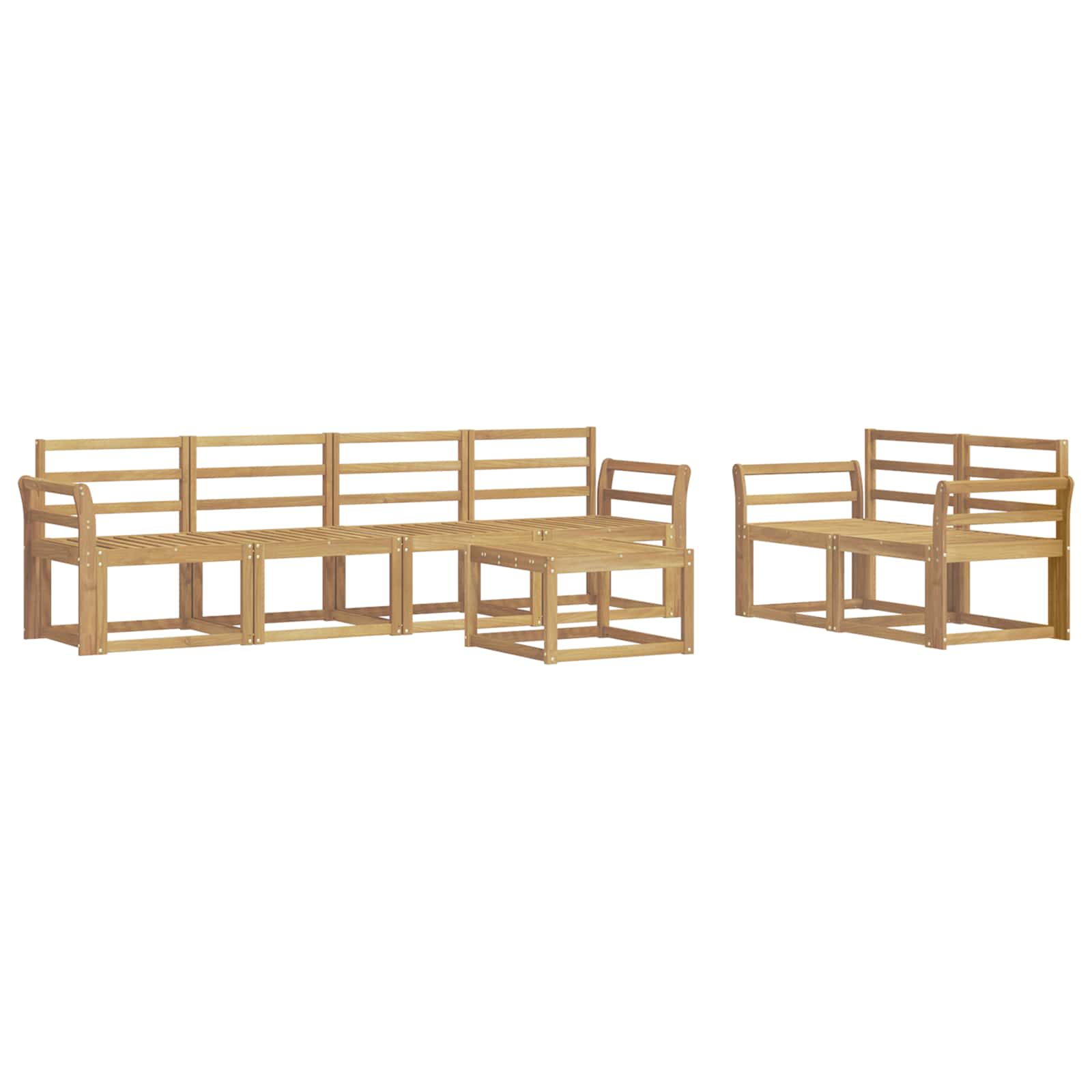 Buiten bankenset 7 pcs Wit 59 x 59 x 37 cm Massief Acaciahout image 2