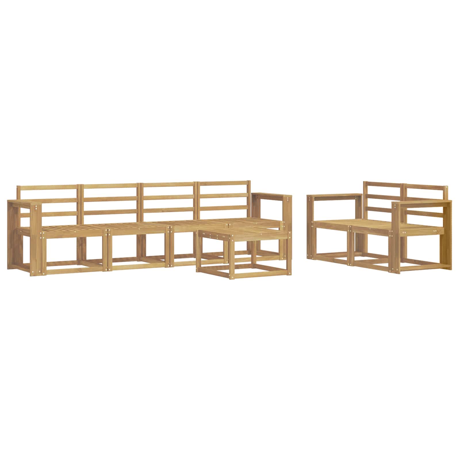 Buiten bankenset 7 pcs Wit 59 x 59 x 37 cm Massief Acaciahout image 2