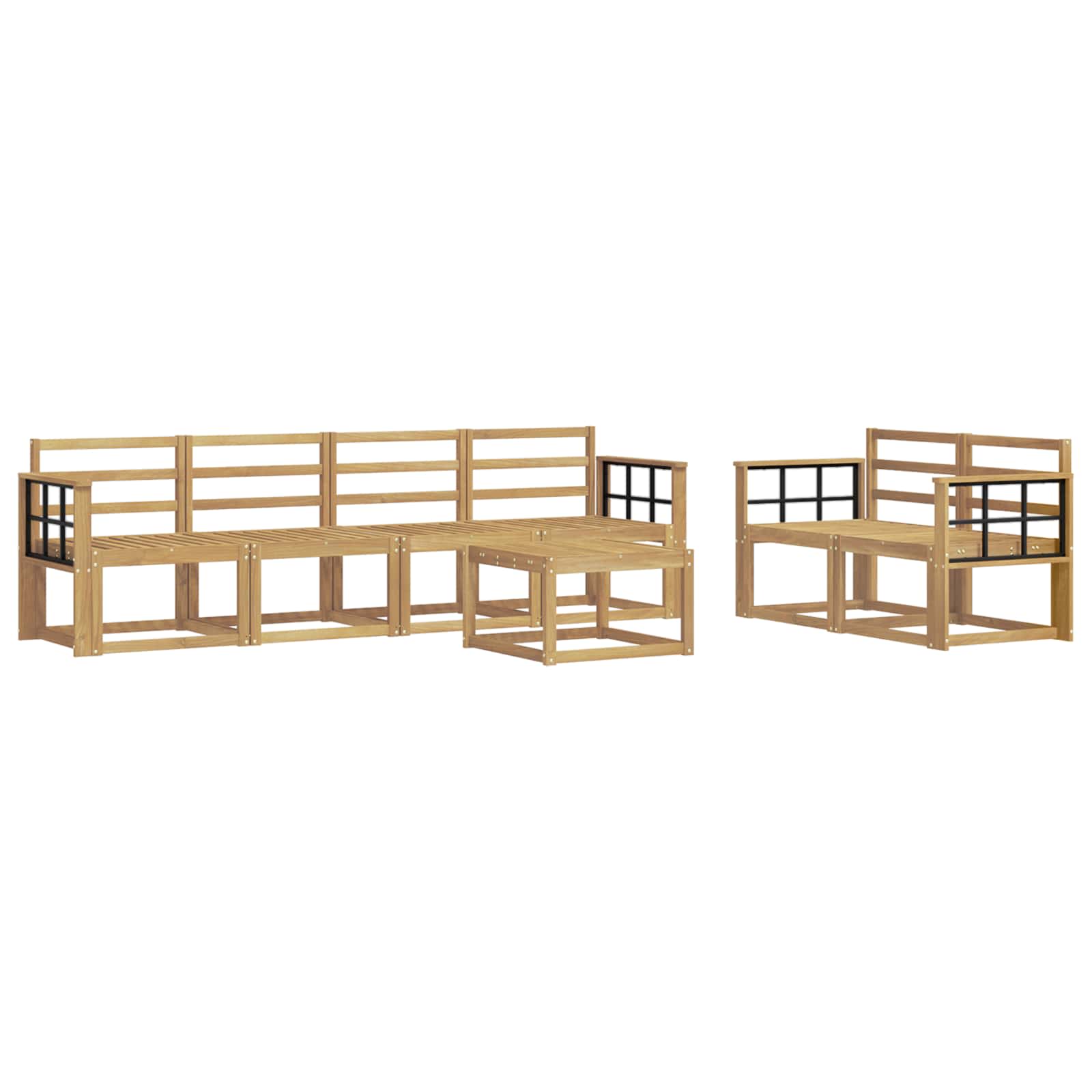 Buiten bankenset 7 pcs Wit 59 x 59 x 37 cm Massief Acaciahout image 2