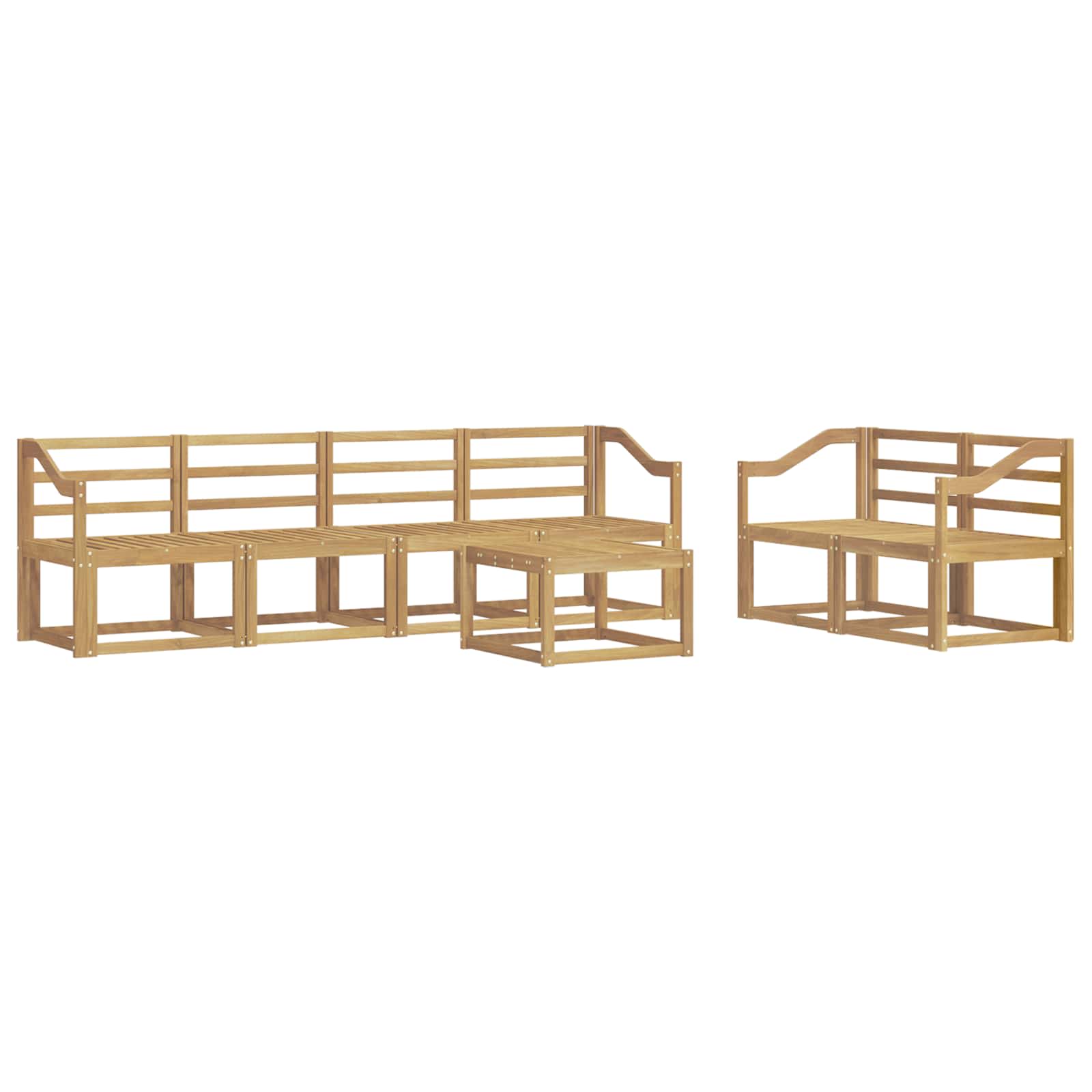Buiten bankenset 7 pcs Wit 59 x 59 x 37 cm Massief Acaciahout image 2