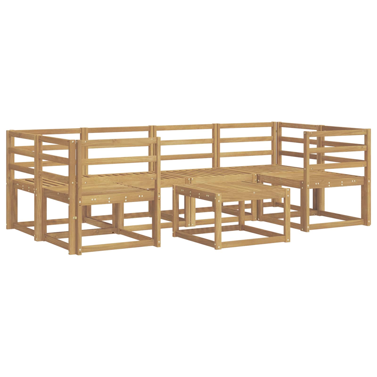Buiten bankenset 7 pcs Wit 59 x 59 x 37 cm Massief Acaciahout image 1