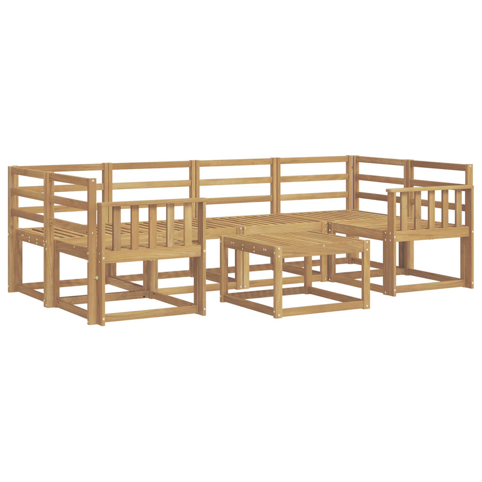 Buiten bankenset 7 pcs Wit 59 x 59 x 37 cm Massief Acaciahout image 1