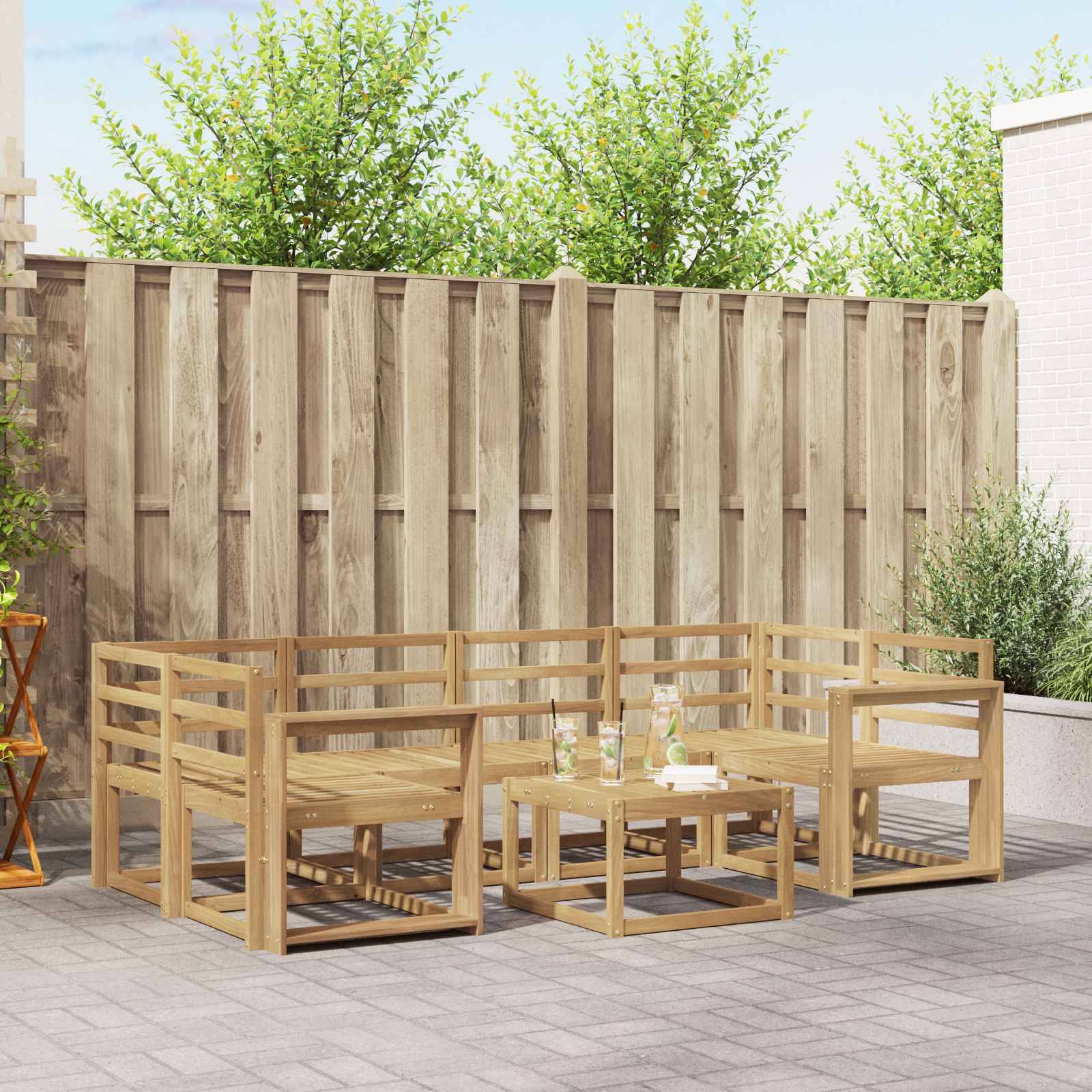 Комплект дивани за открито 7 pcs Бяло 59 x 59 x 37 см