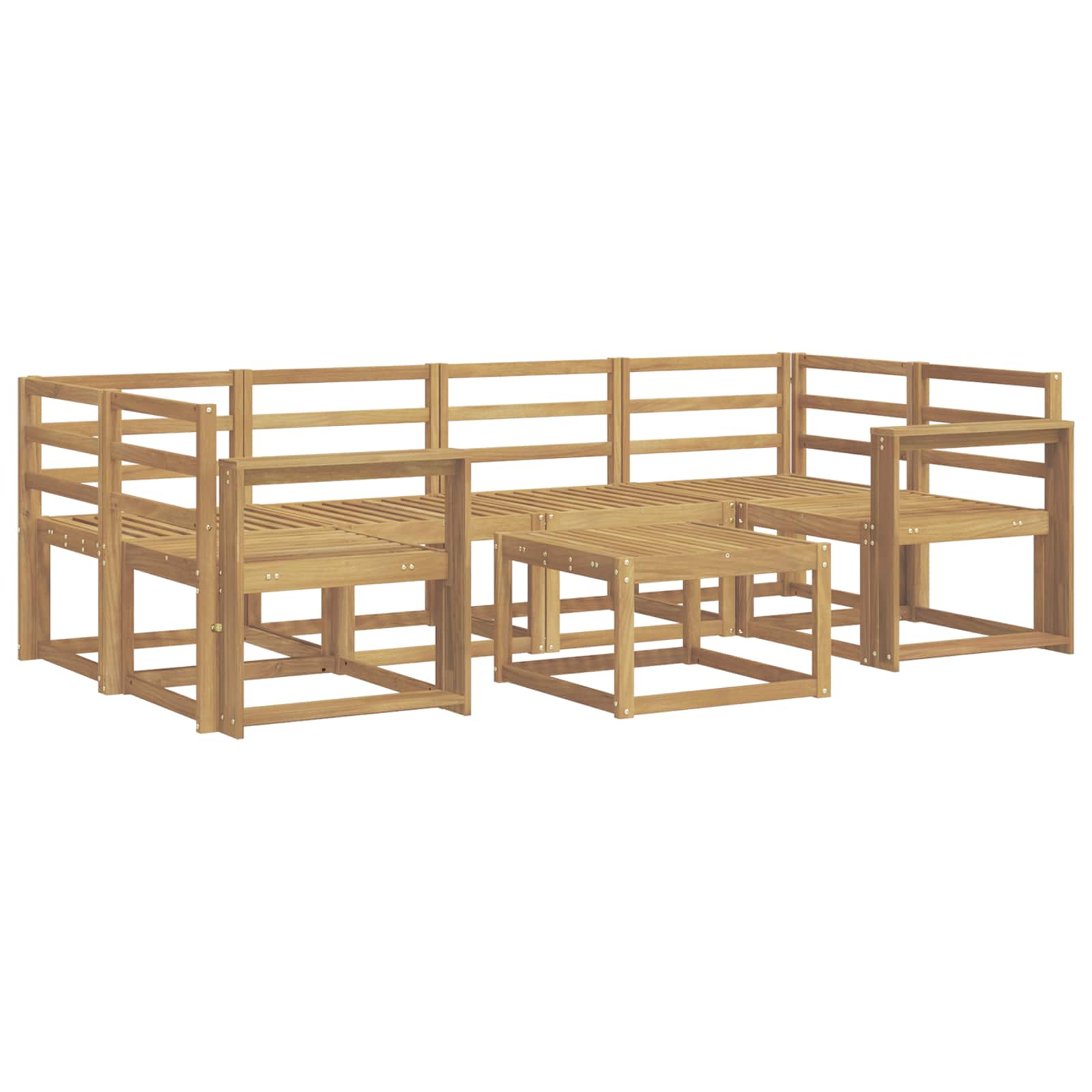 Buiten bankenset 7 pcs Wit 59 x 59 x 37 cm Massief Acaciahout image 1