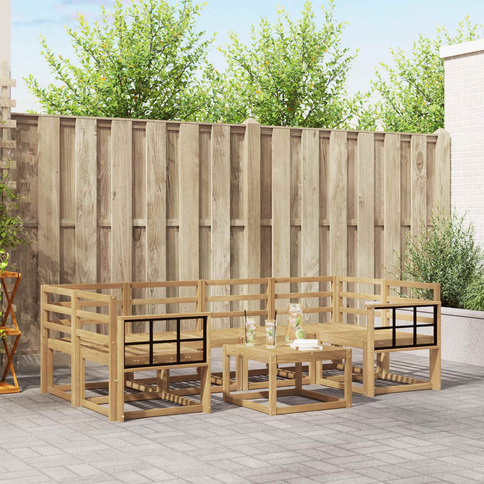Комплект дивани за открито 7 pcs Бяло 59 x 59 x 37 см