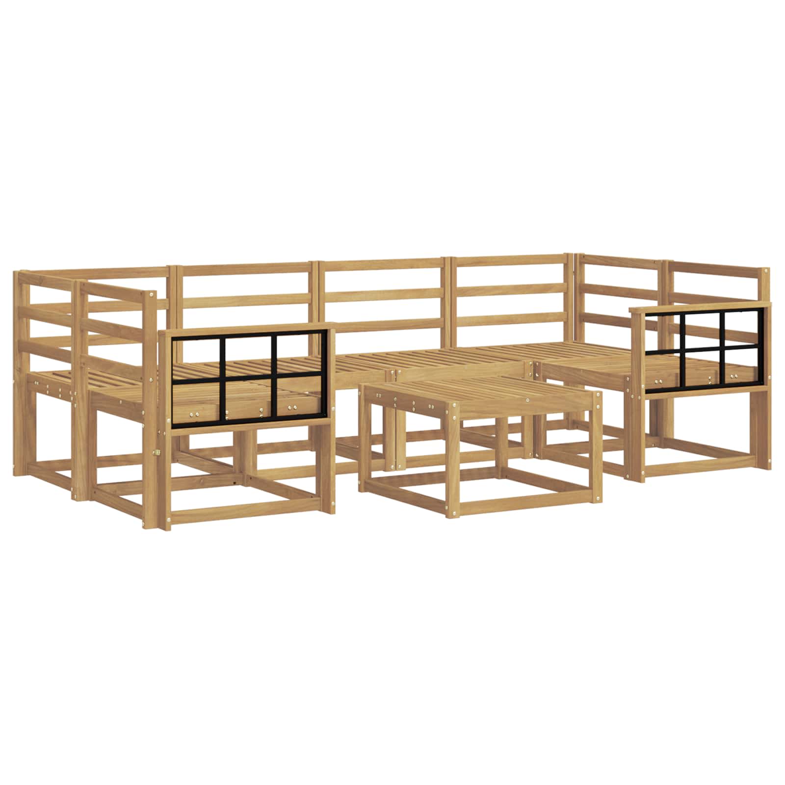Buiten bankenset 7 pcs Wit 59 x 59 x 37 cm Massief Acaciahout image 1