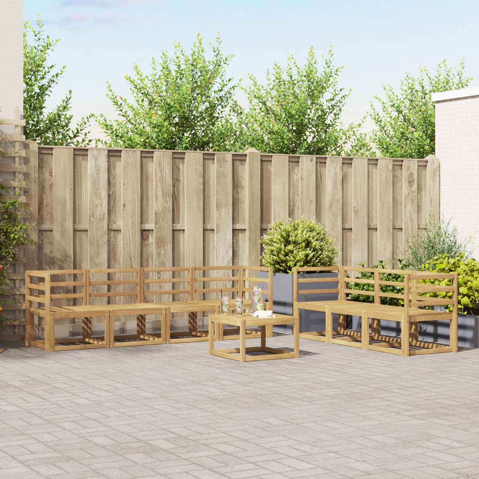 Outdoor-Sofagarnitur 8 Stk. Weiß Massivholz Akazie