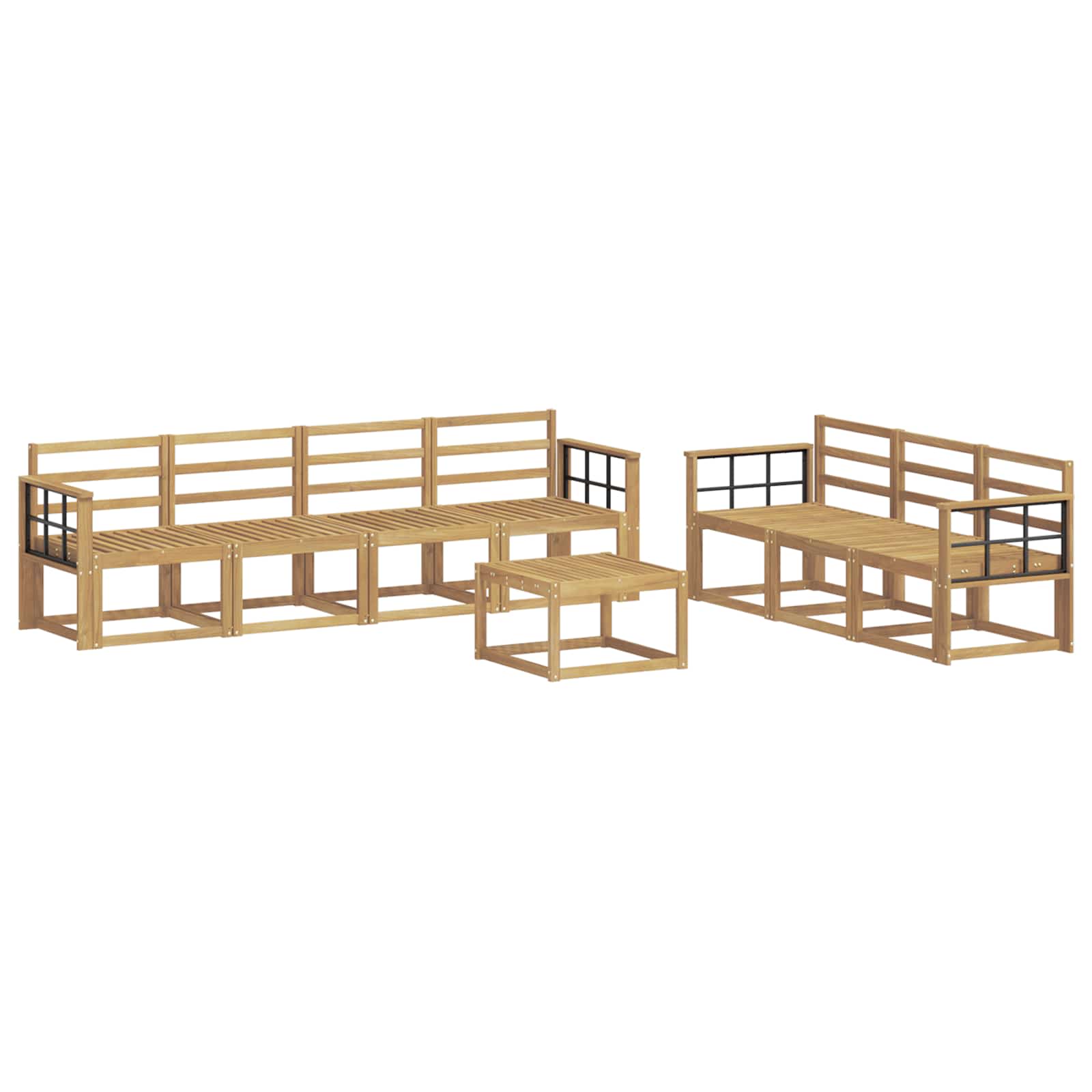 Buiten bankenset 8 pcs Wit 59 x 59 x 37 cm Massief Acaciahout image 1