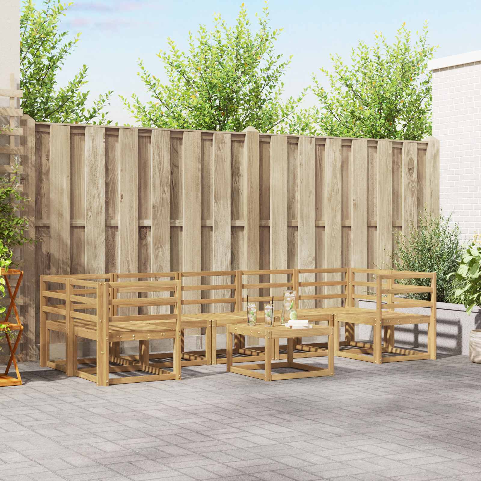 Комплект дивани за открито 8 pcs Бяло 59 x 59 x 37 см