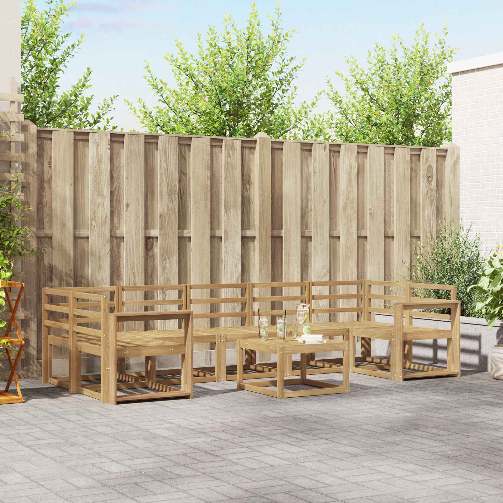 Комплект дивани за открито 8 pcs Бяло 59 x 59 x 37 см