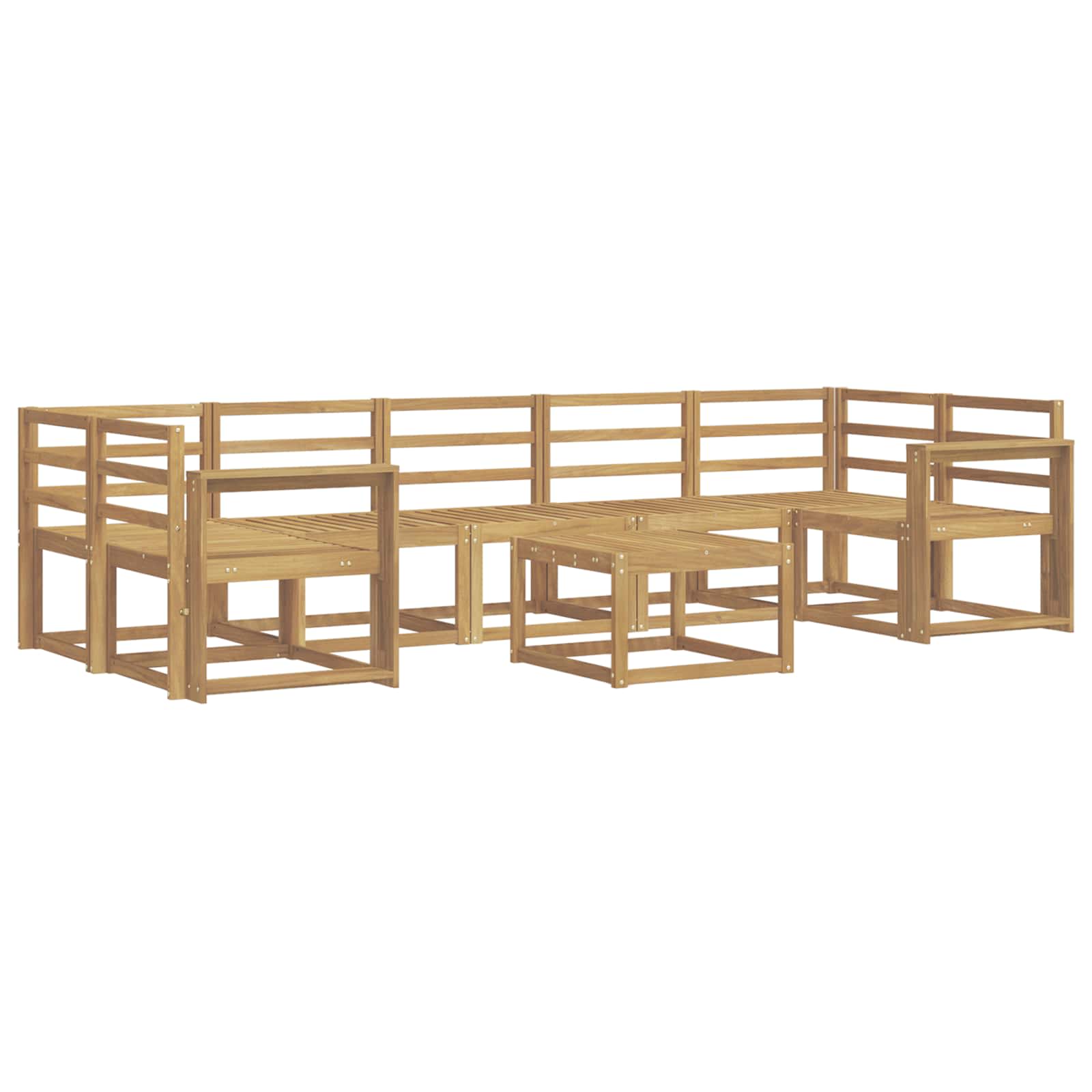 Buiten bankenset 8 pcs Wit 59 x 59 x 37 cm Massief Acaciahout image 1