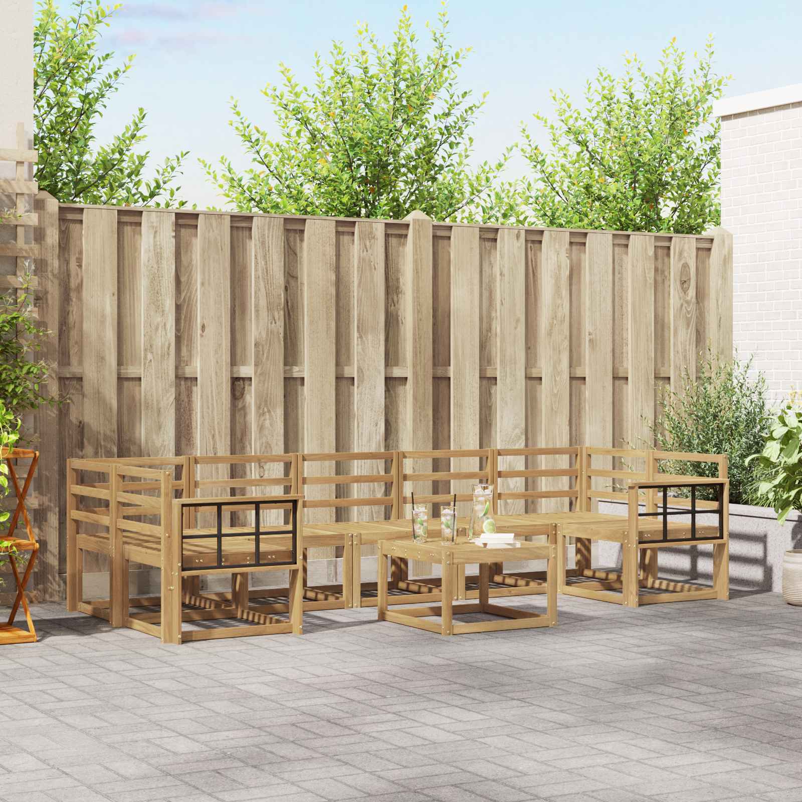 Комплект дивани за открито 8 pcs Бяло 59 x 59 x 37 см