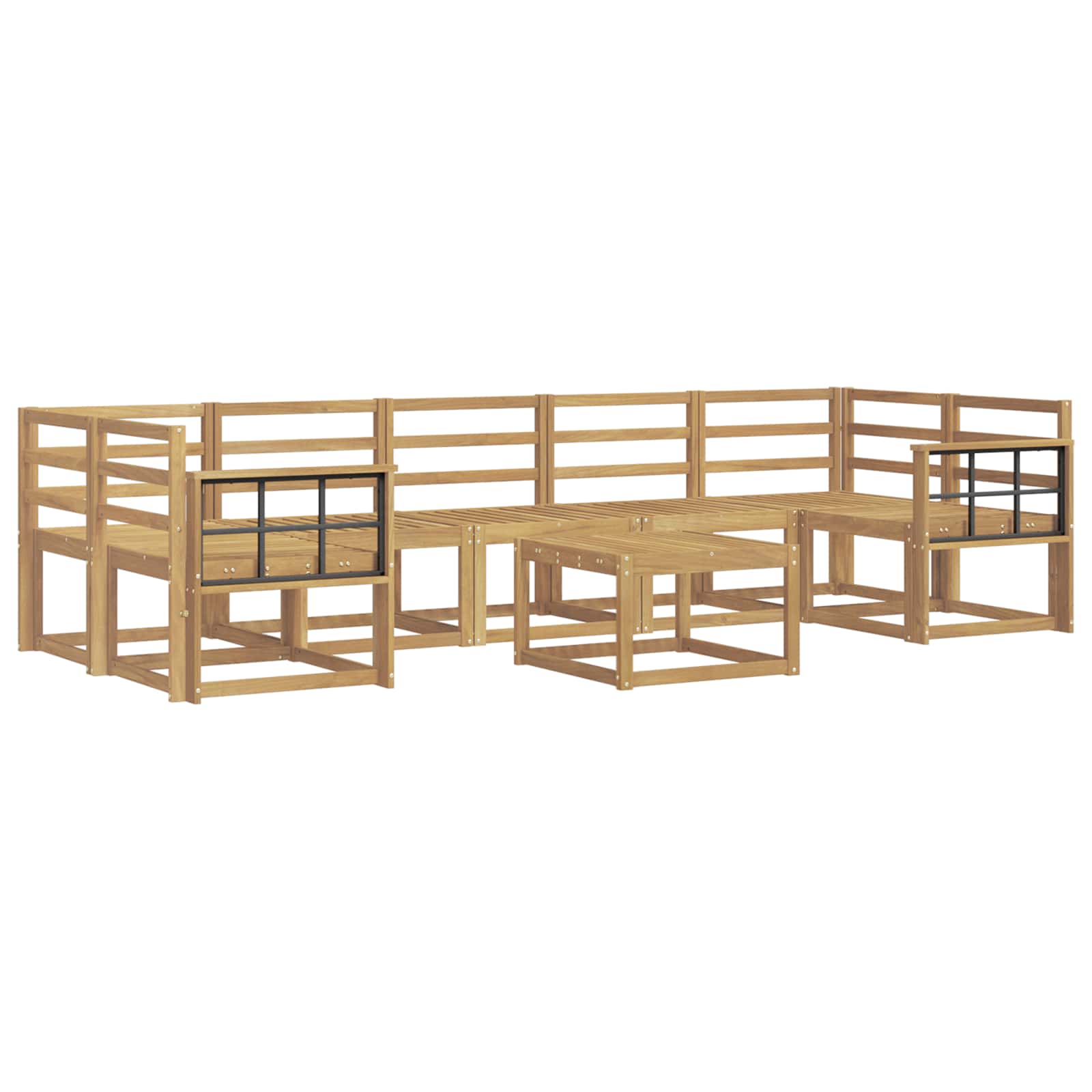 Buiten bankenset 8 pcs Wit 59 x 59 x 37 cm Massief Acaciahout image 1