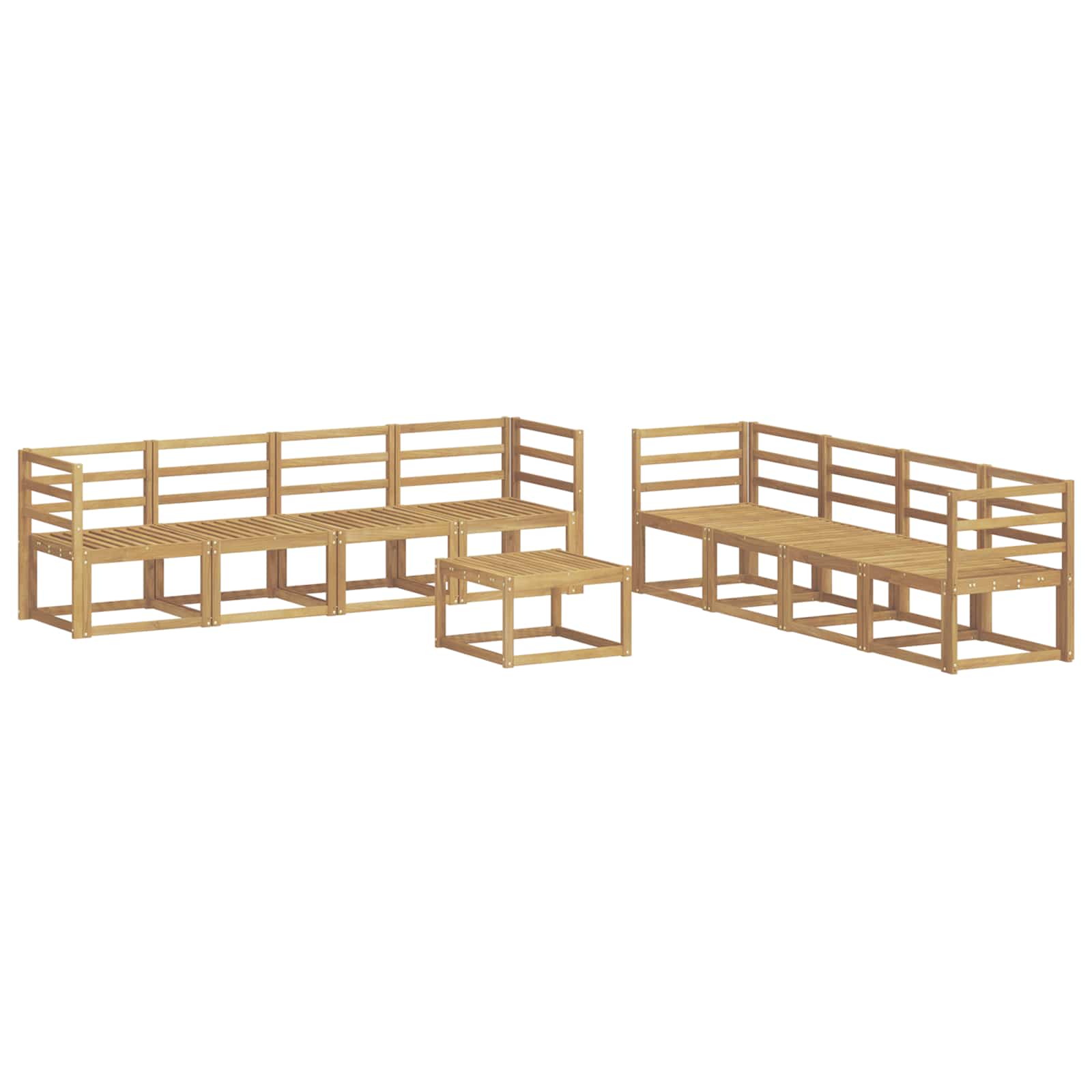 Buiten bankenset 9 pcs Wit 59 x 59 x 37 cm Massief Acaciahout image 2