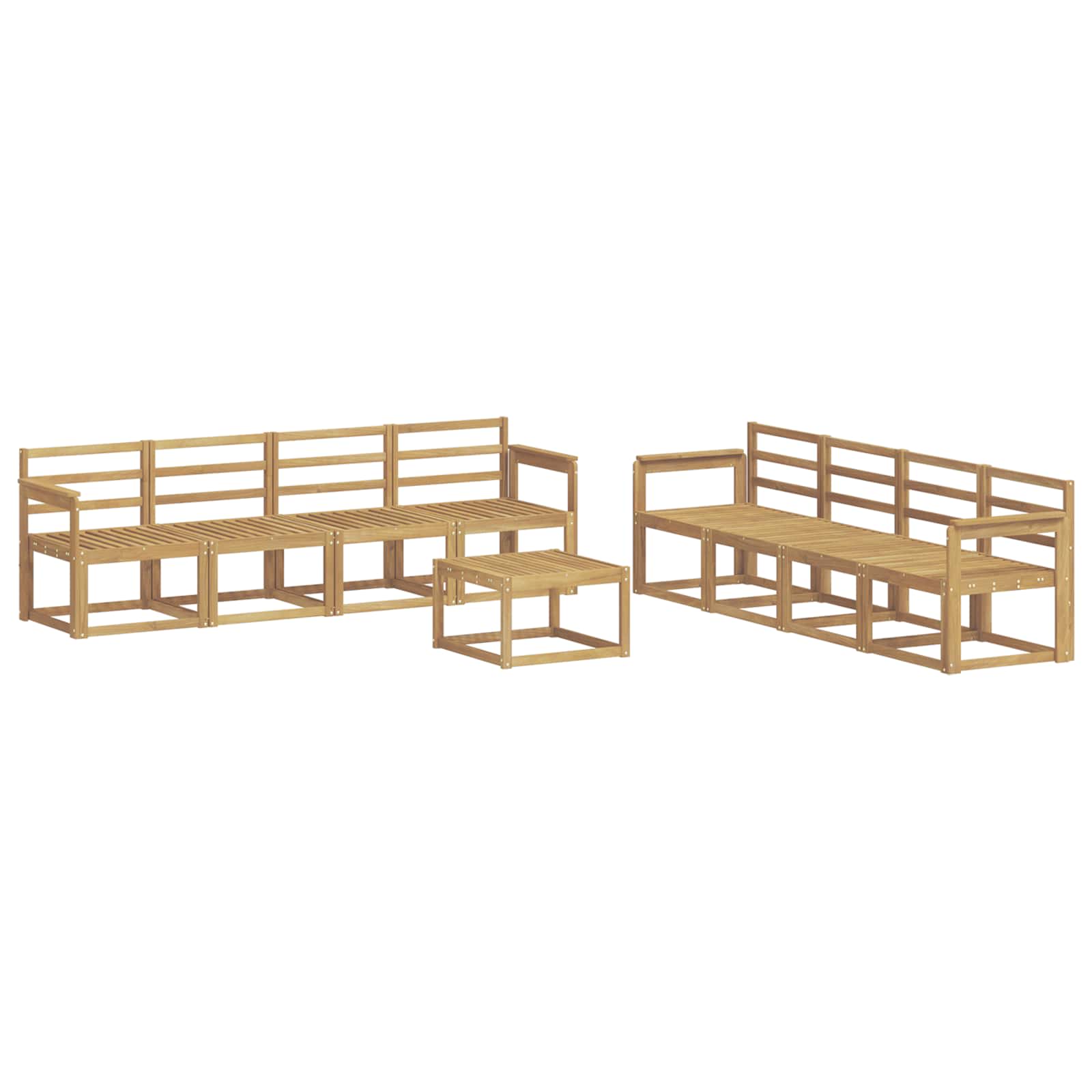 Buiten bankenset 9 pcs Wit 59 x 59 x 37 cm Massief Acaciahout image 1