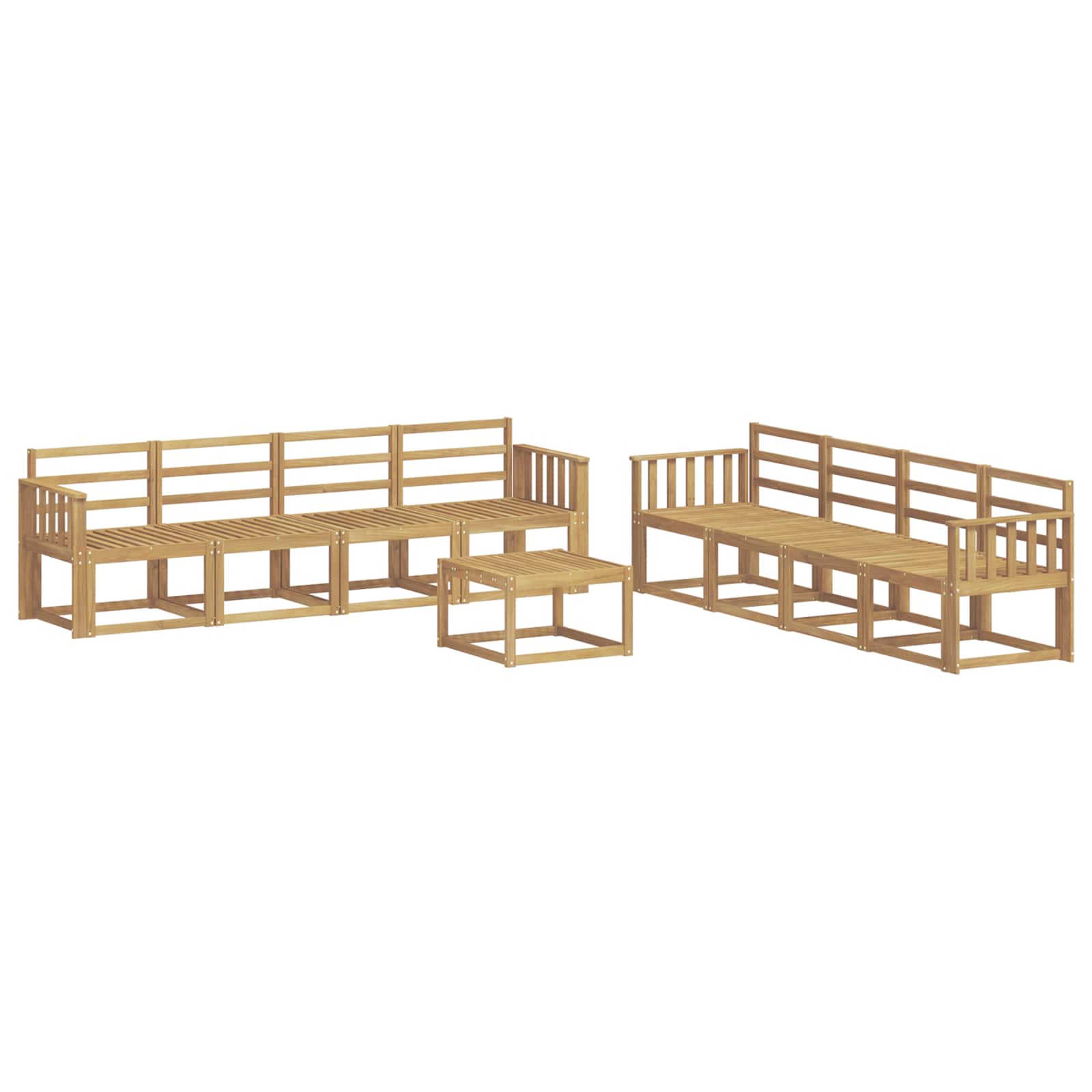 Buiten bankenset 9 pcs Wit 59 x 59 x 37 cm Massief Acaciahout image 2