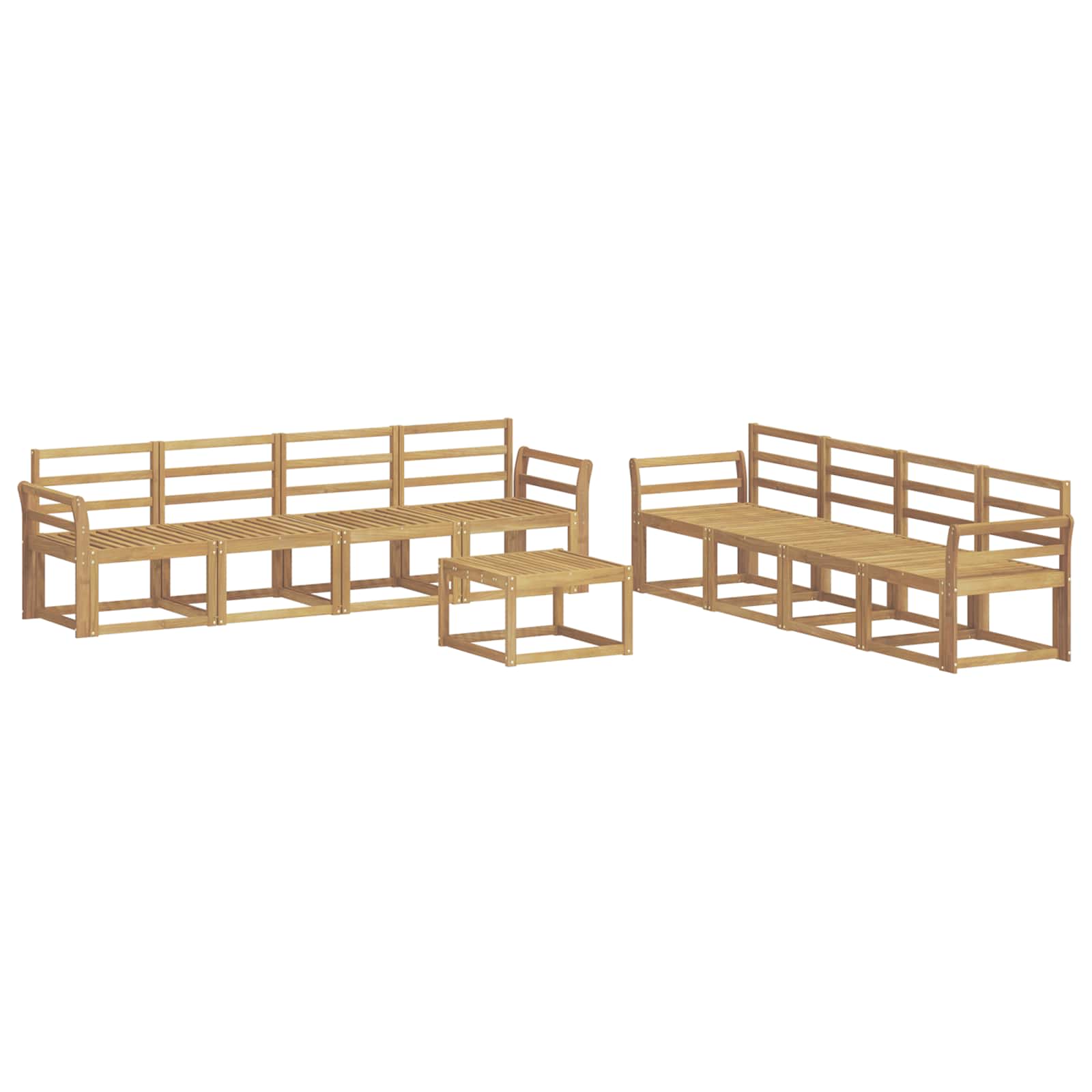 Buiten bankenset 9 pcs Wit 59 x 59 x 37 cm Massief Acaciahout image 2