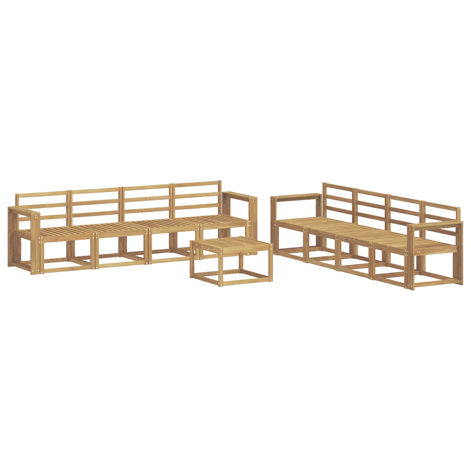 Buiten bankenset 9 pcs Wit 59 x 59 x 37 cm Massief Acaciahout image 2