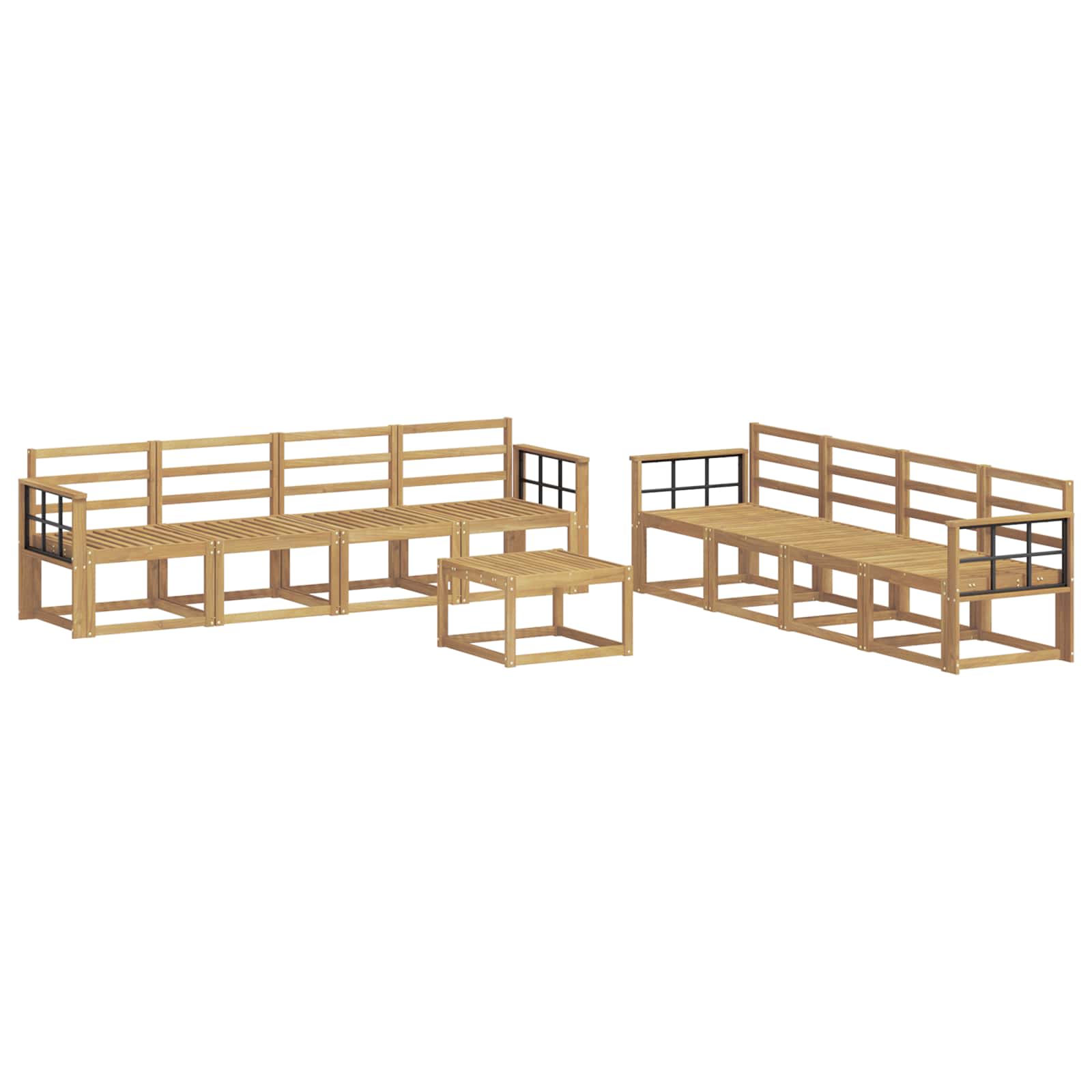 Buiten bankenset 9 pcs Wit 59 x 59 x 37 cm Massief Acaciahout image 2