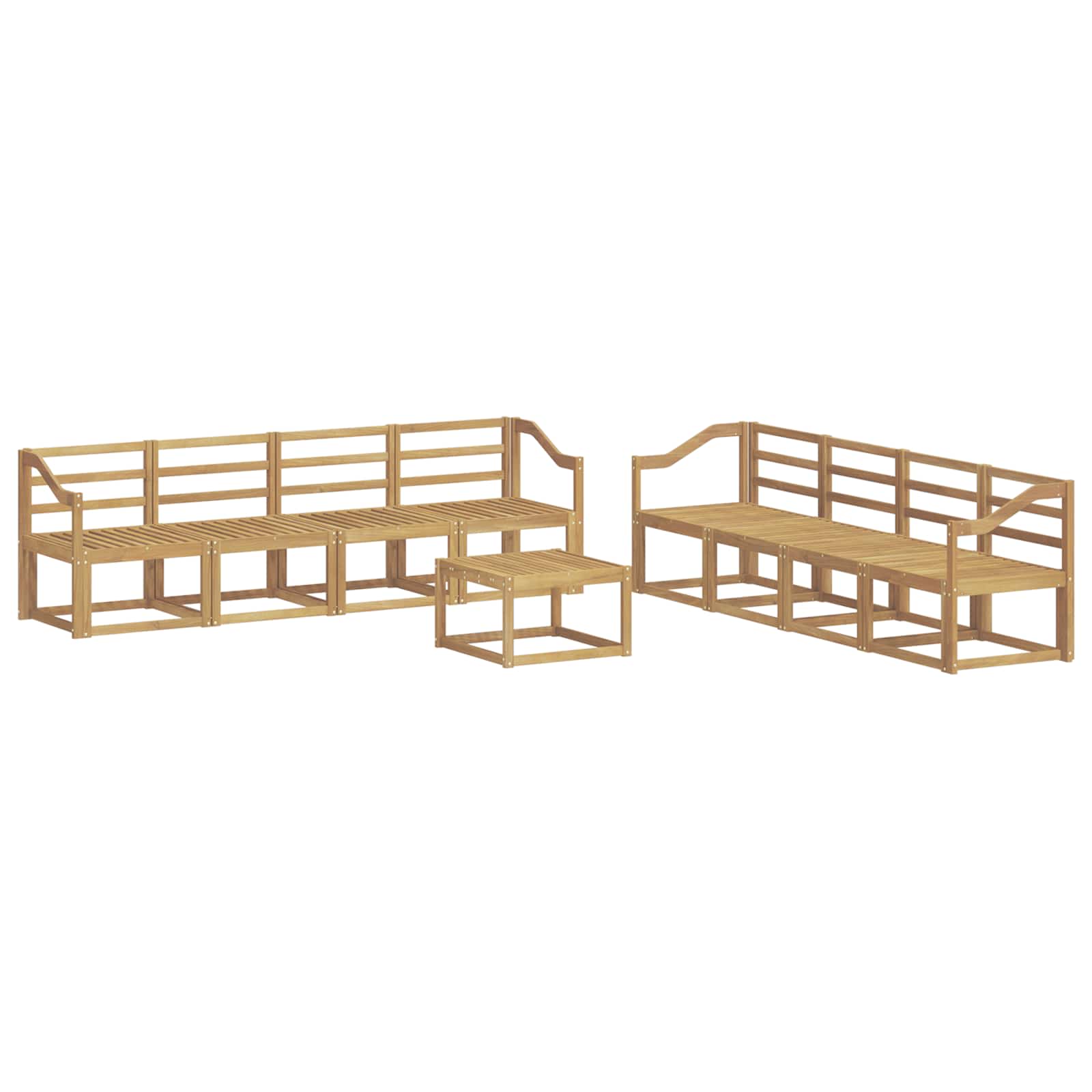 Buiten bankenset 9 pcs Wit 59 x 59 x 37 cm Massief Acaciahout image 2