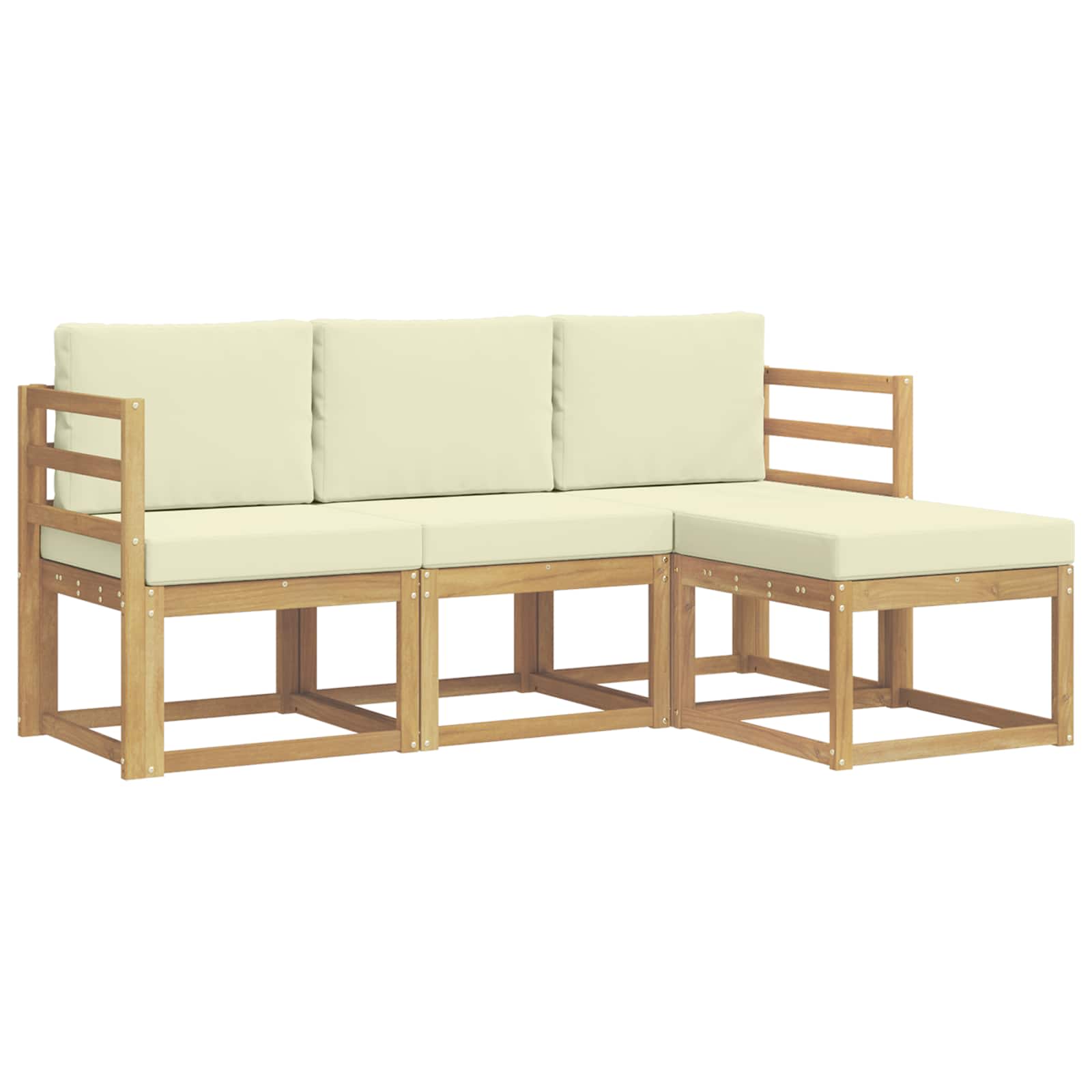 vidaXL Buiten bankenset 4 st Wit en crèmekleurig 185.5 x 122.5 x 73 cm, foto 3