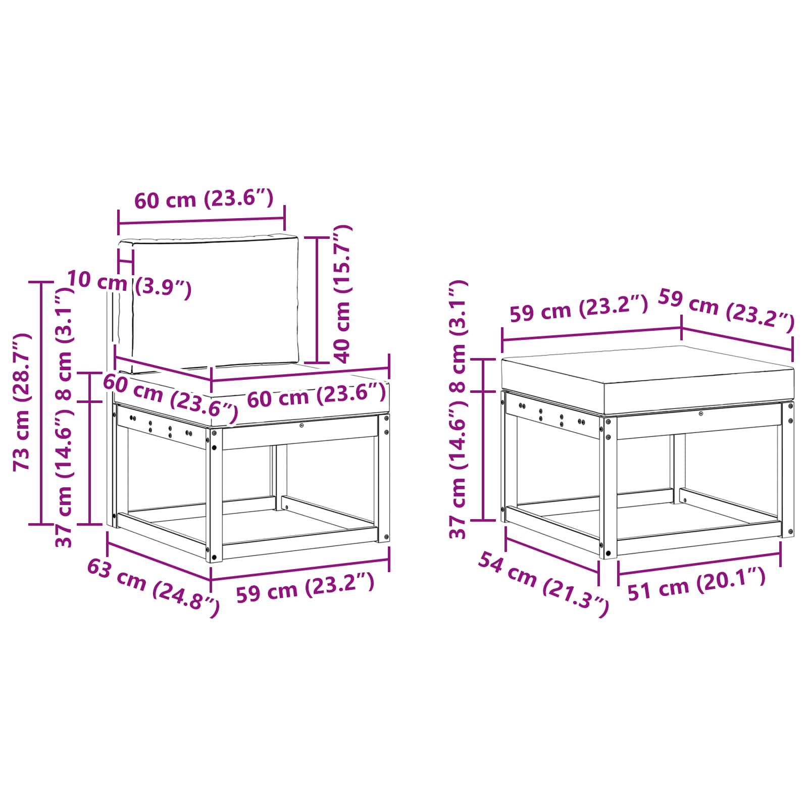 Zunanja garnitura za sedenje 4 pcs - slika 7
