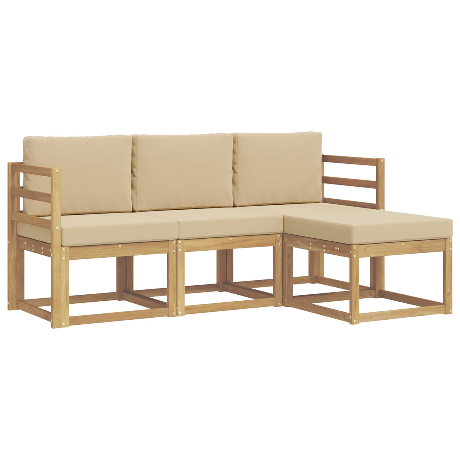 vidaXL Buiten bankenset 4 st Wit en Beige 185.5 x 122.5 x 73 cm, foto 3