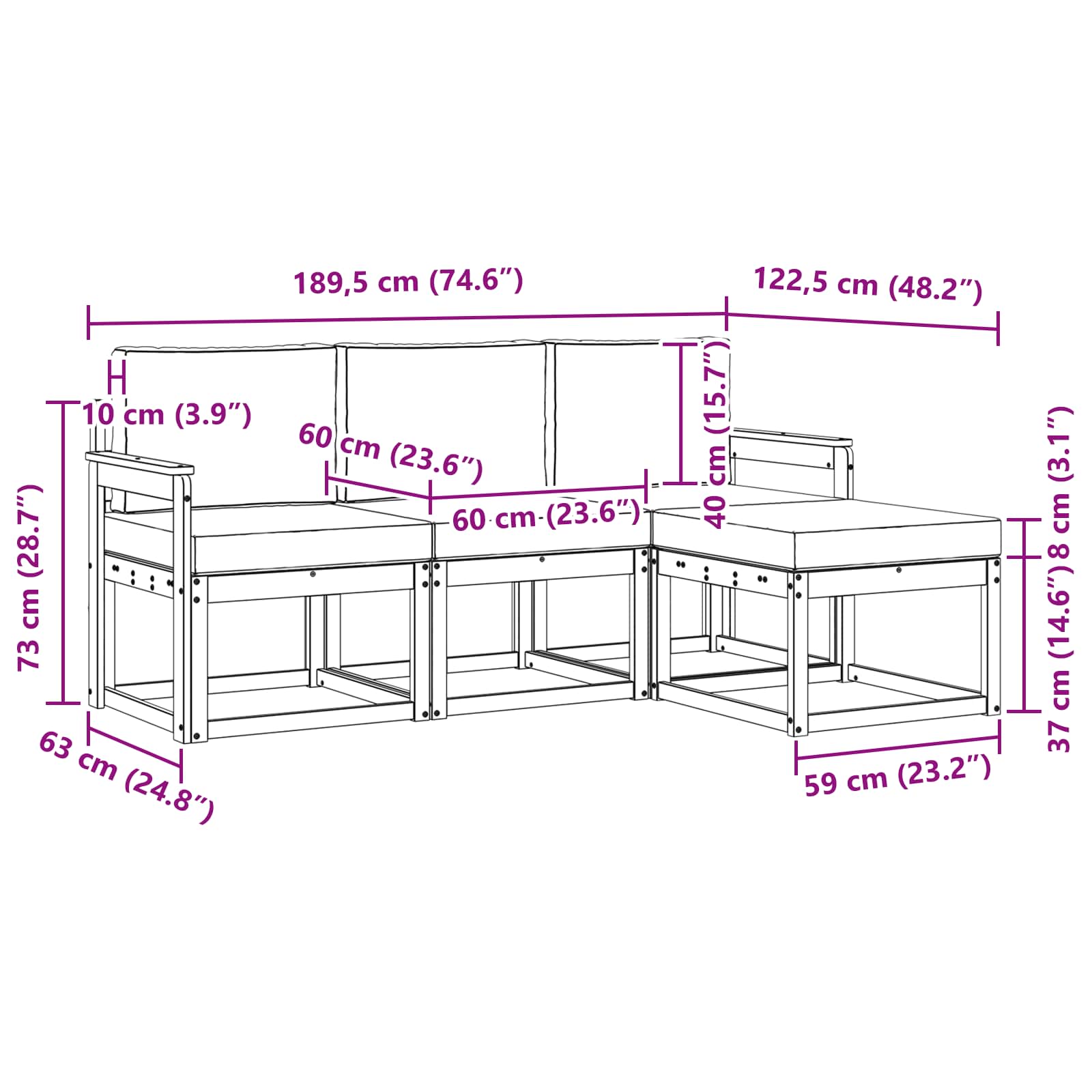 Комплект дивани за открито 4 pcs – изображение 4