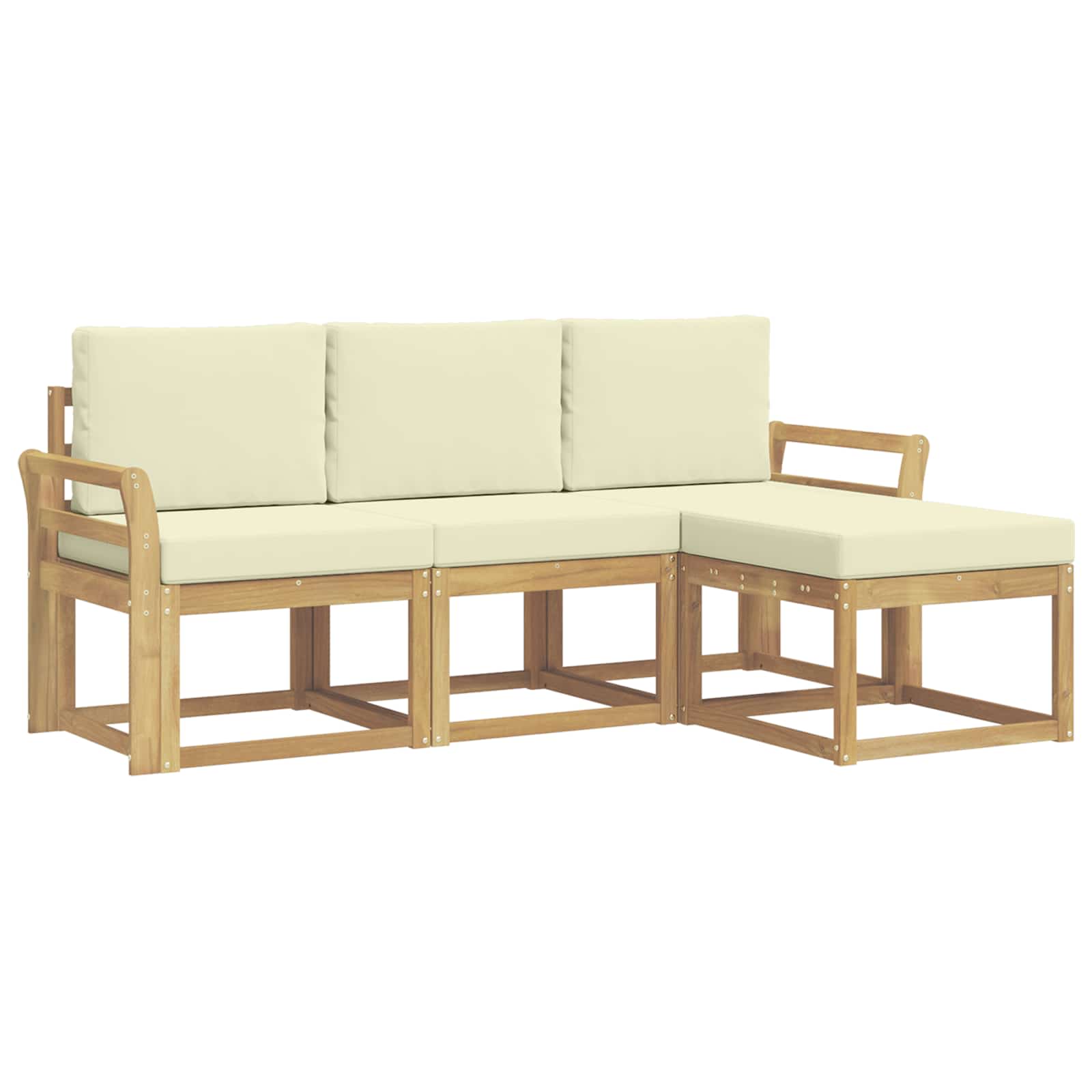 vidaXL Buiten bankenset 4 st Wit en crèmekleurig 194 x 122.5 x 73 cm, foto 3