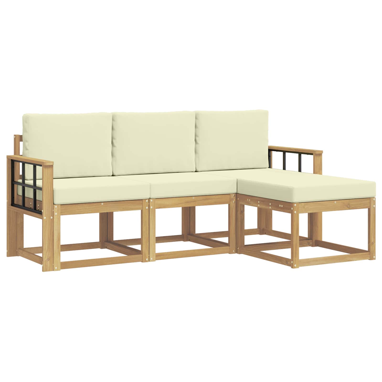 vidaXL Buiten bankenset 4 st Wit en crèmekleurig 189.5 x 122.5 x 73 cm, foto 3
