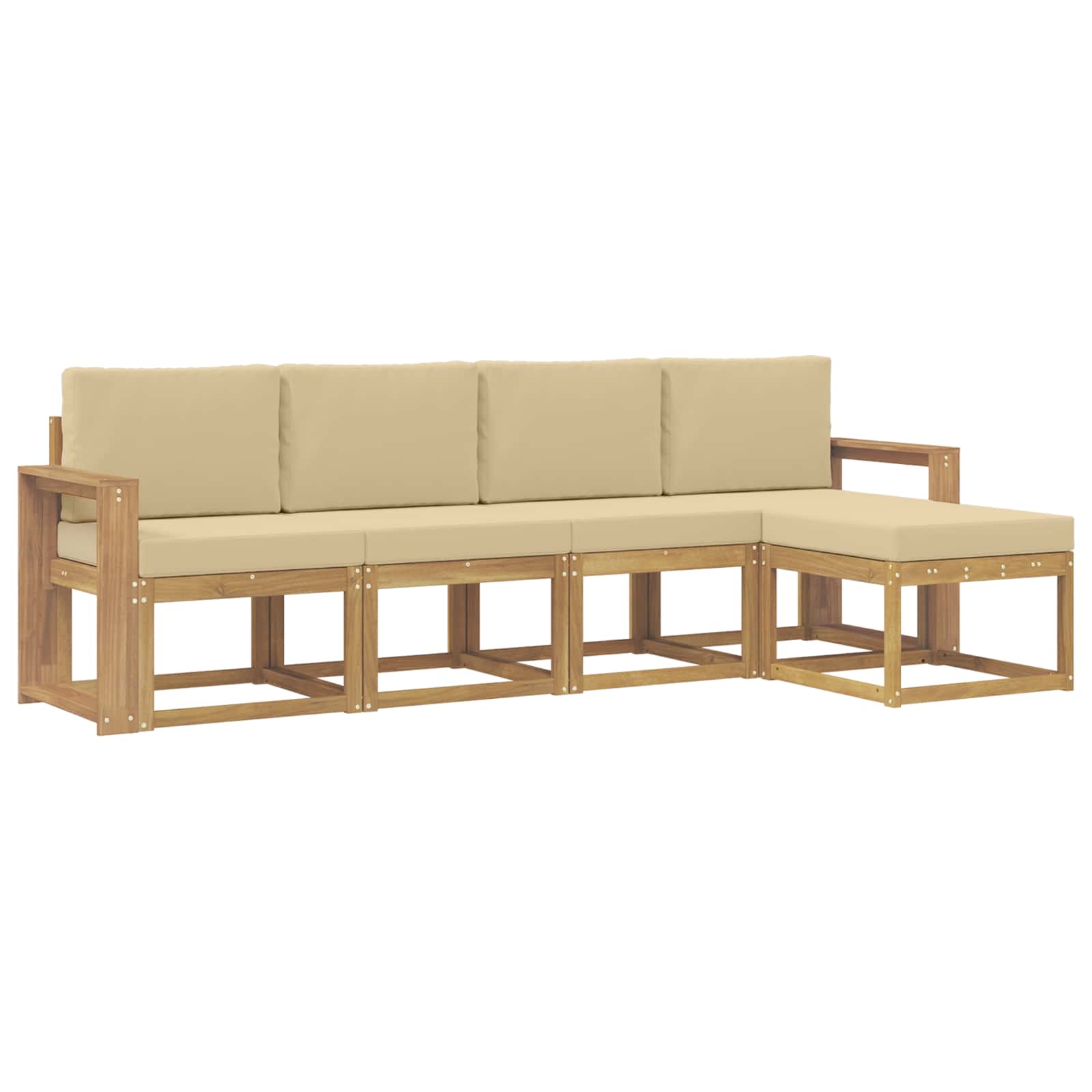 vidaXL Buiten bankenset 5 st 5-zits Wit en Beige, foto 3