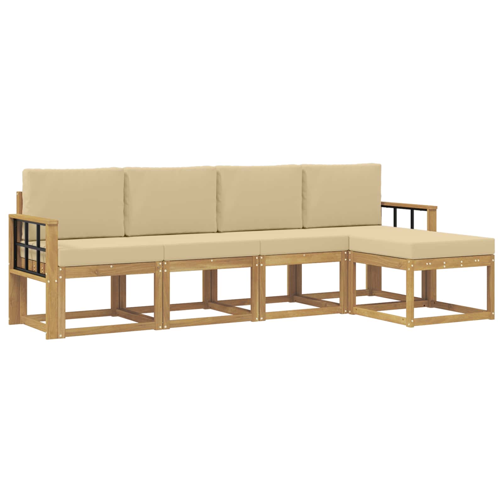 vidaXL Buiten bankenset 5 st 5-zits Wit en Beige, foto 3