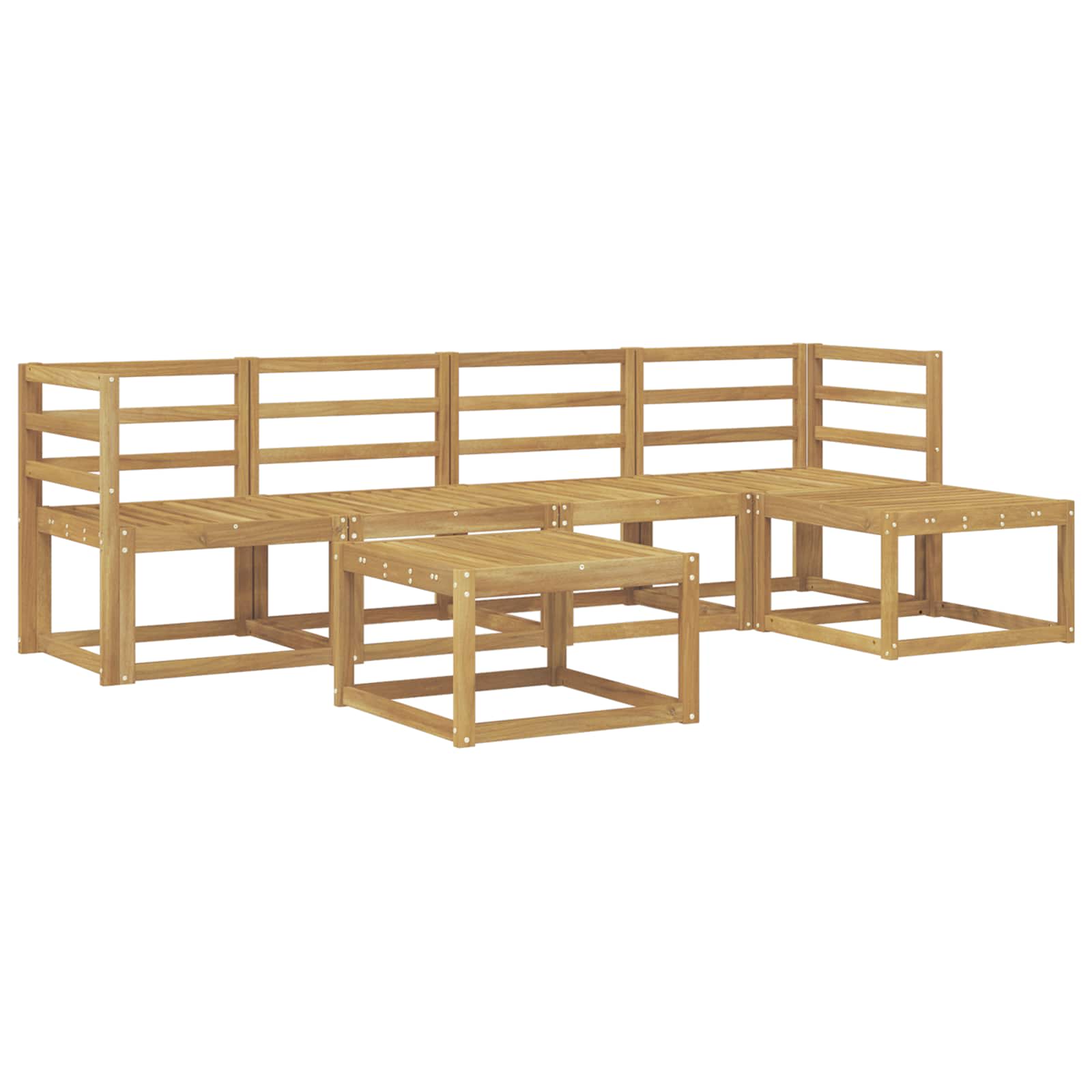 Buiten bankenset 6 pcs Wit 59 x 59 x 37 cm Massief Acaciahout image 2