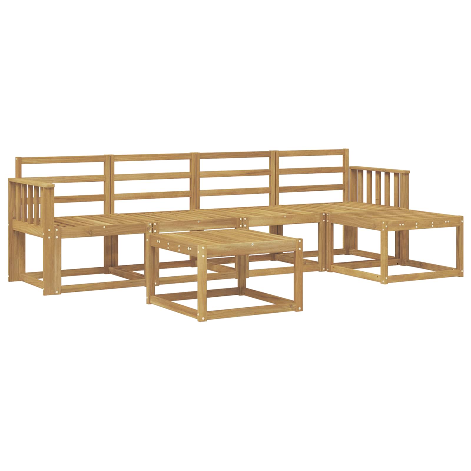 Buiten bankenset 6 pcs Wit 59 x 59 x 37 cm Massief Acaciahout image 2