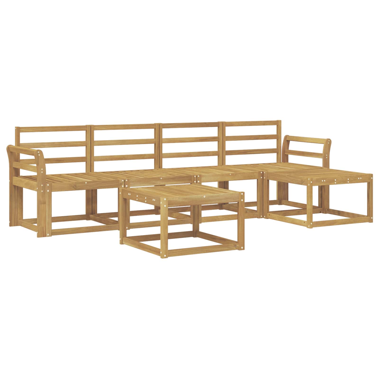 Buiten bankenset 6 pcs Wit 59 x 59 x 37 cm Massief Acaciahout image 2
