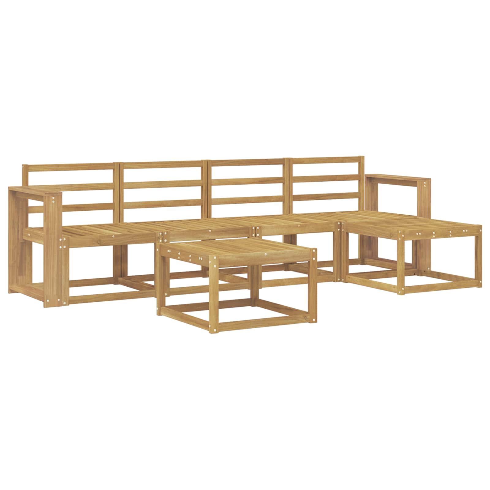 Buiten bankenset 6 pcs Wit 59 x 59 x 37 cm Massief Acaciahout image 2