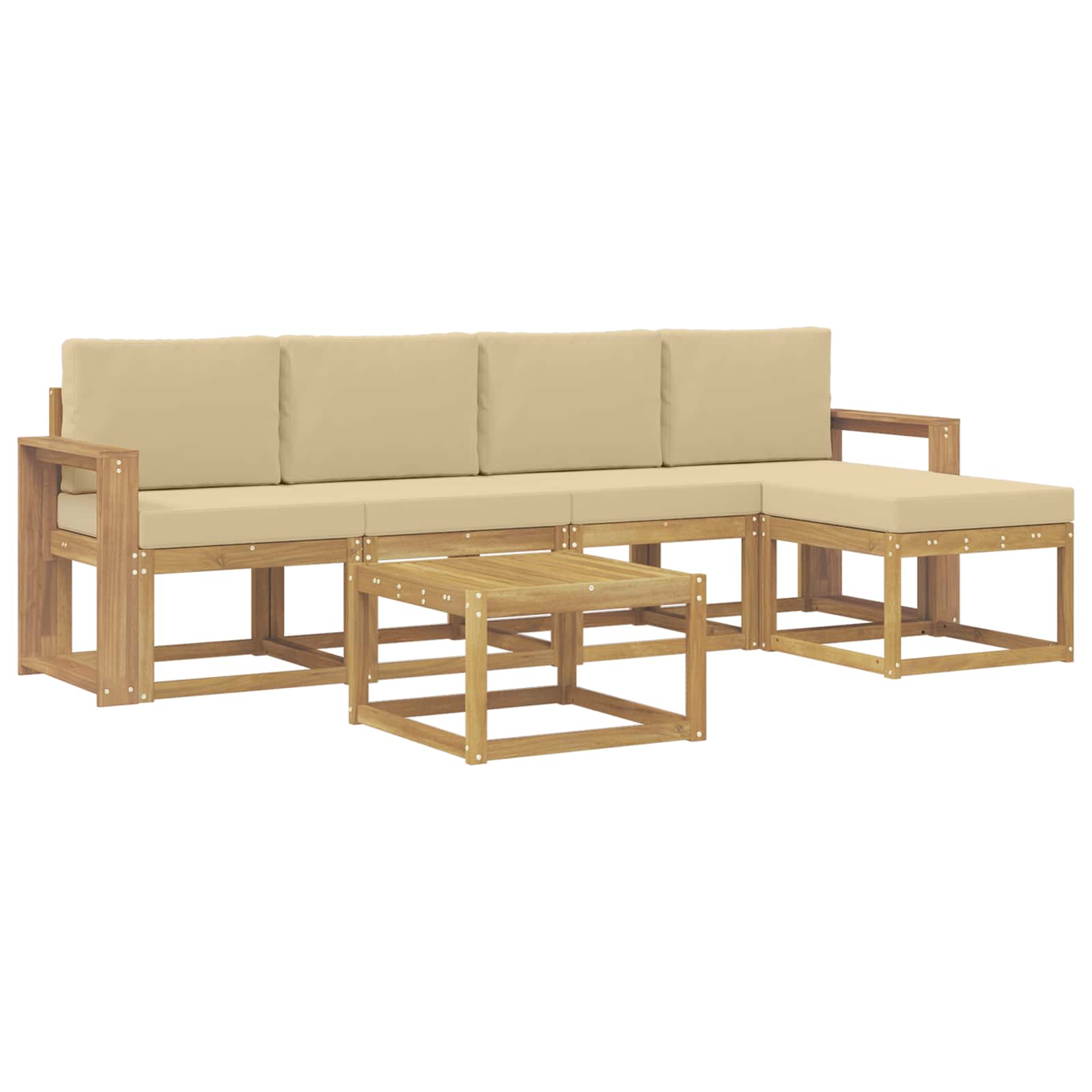 vidaXL Buiten bankenset 6 st 5-zits Wit en Beige, foto 3