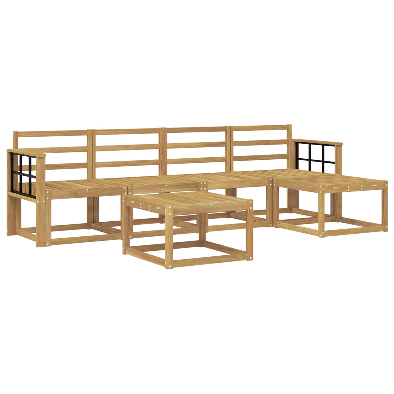 Buiten bankenset 6 pcs Wit 59 x 59 x 37 cm Massief Acaciahout image 2
