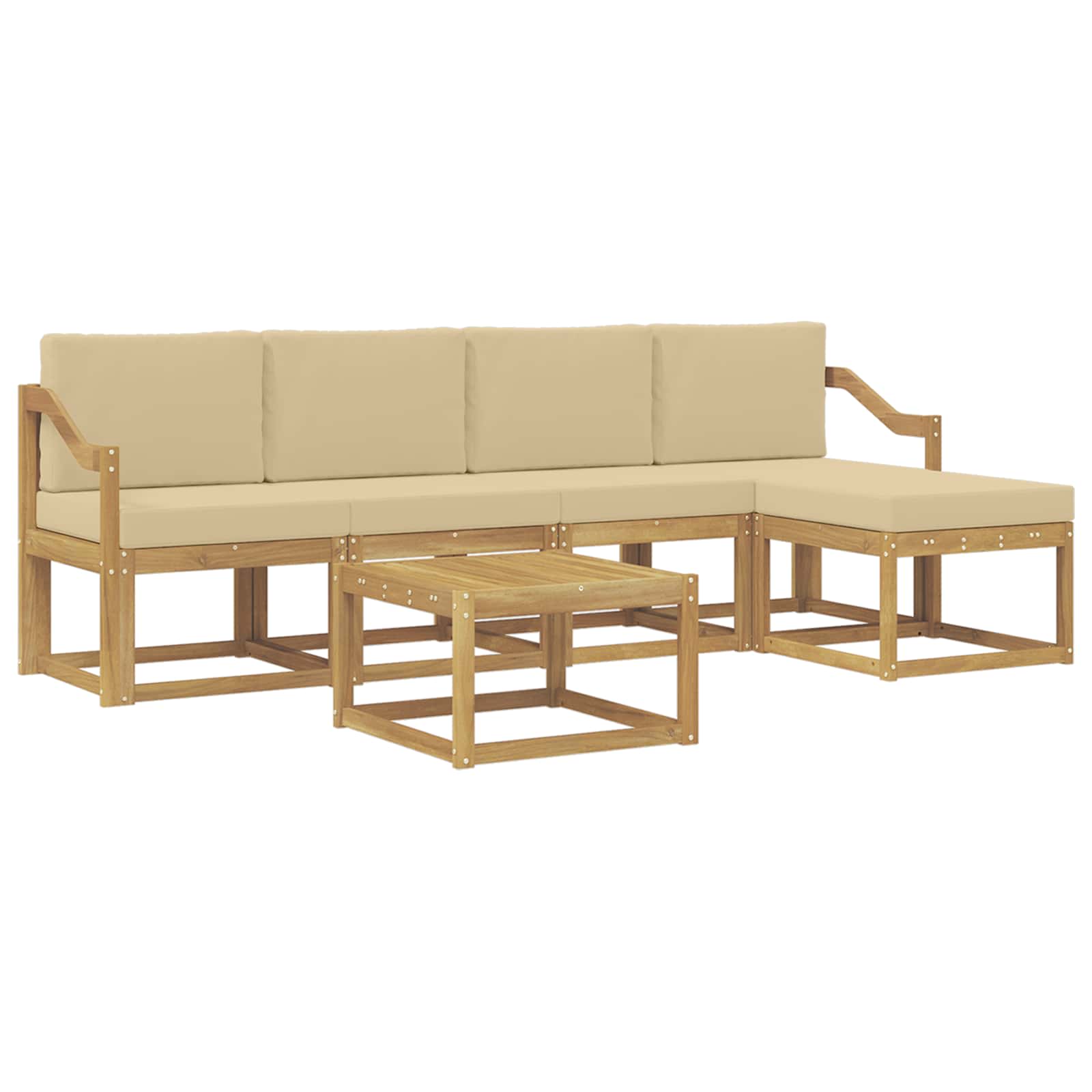 vidaXL Buiten bankenset 6 st 5-zits Wit en Beige, foto 3