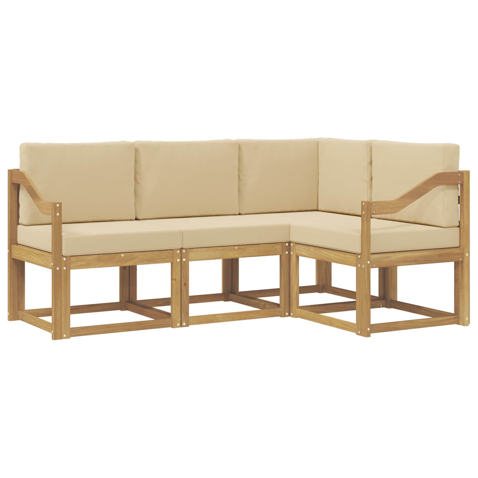 vidaXL Buiten bankenset 4 st 4-zits Wit en Beige, foto 3