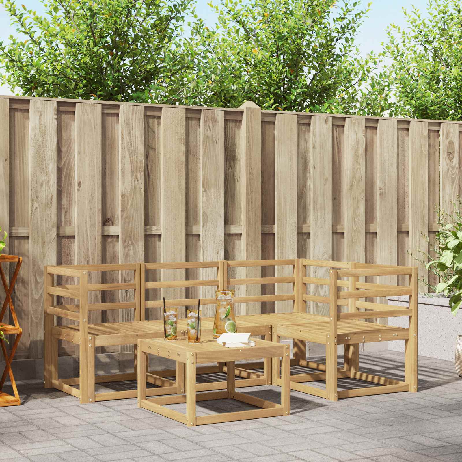 Zunanja garnitura za sedenje 5 pcs Bela 59 x 59 x 37 cm