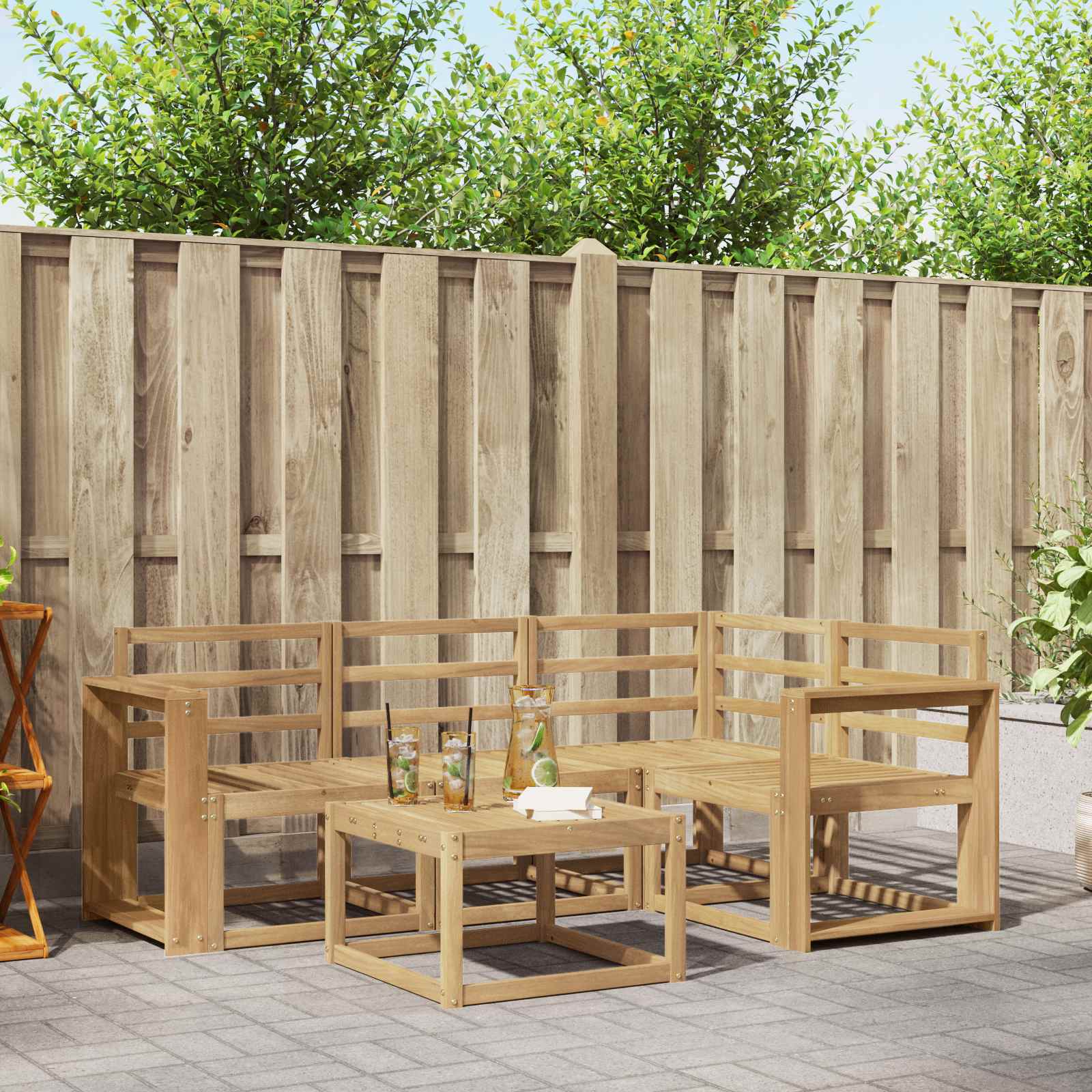 Zunanja garnitura za sedenje 5 pcs Bela 59 x 59 x 37 cm