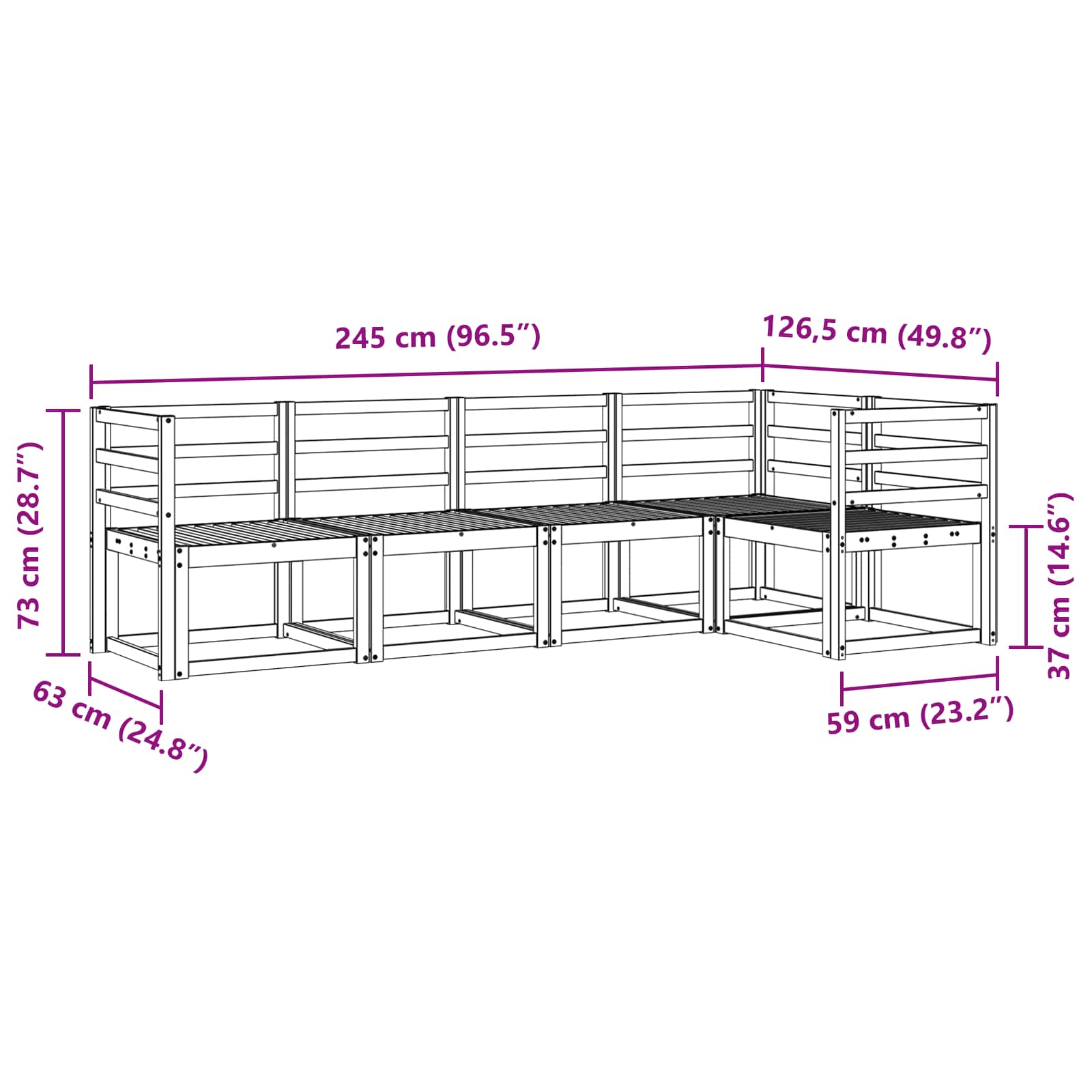 Buiten bankenset 5 pcs Wit Massief Acaciahout image 7