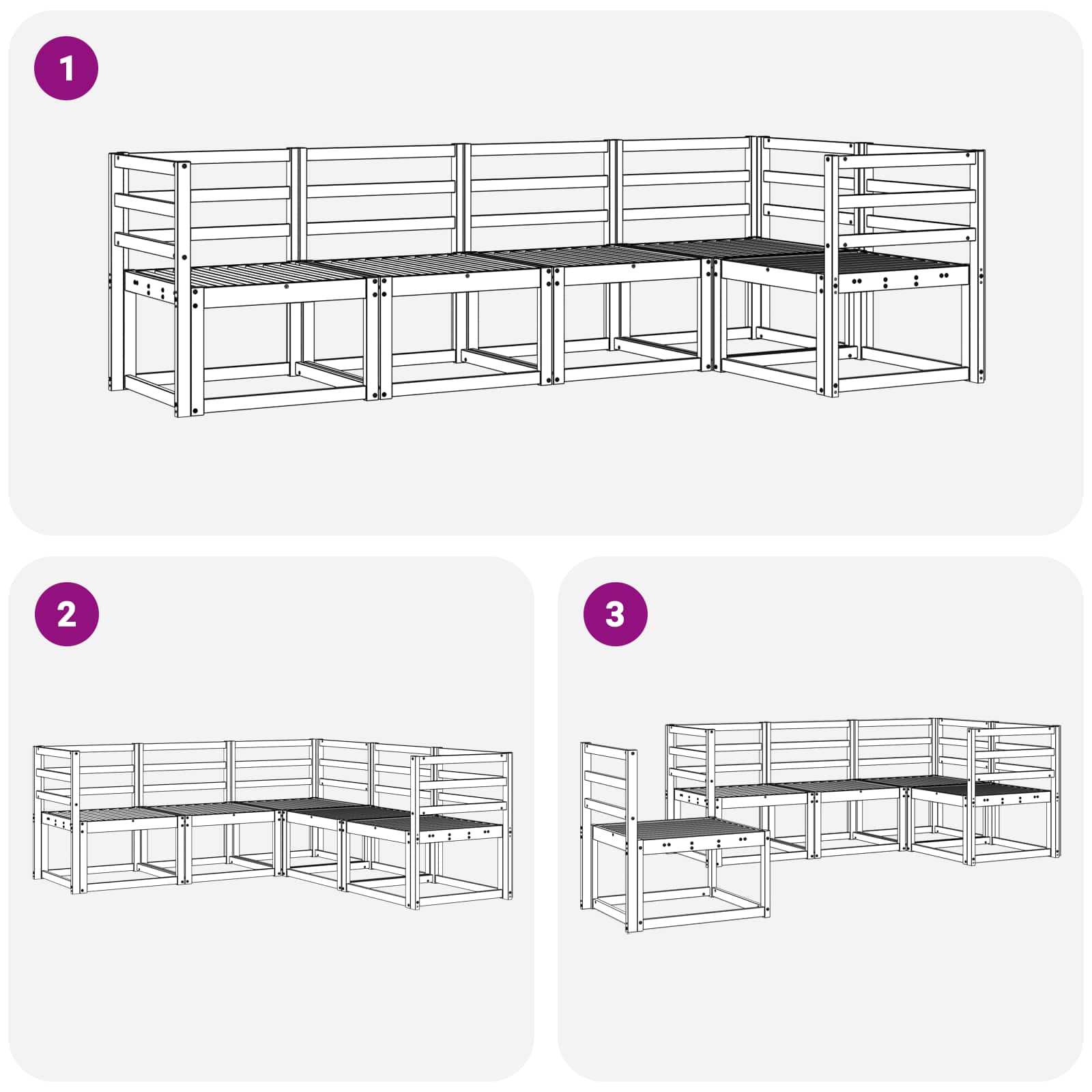 Buiten bankenset 5 pcs Wit Massief Acaciahout image 6