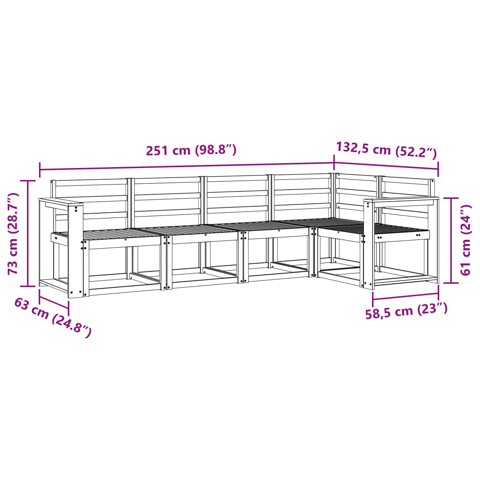 Buiten bankenset 5 pcs Wit Massief Acaciahout image 7