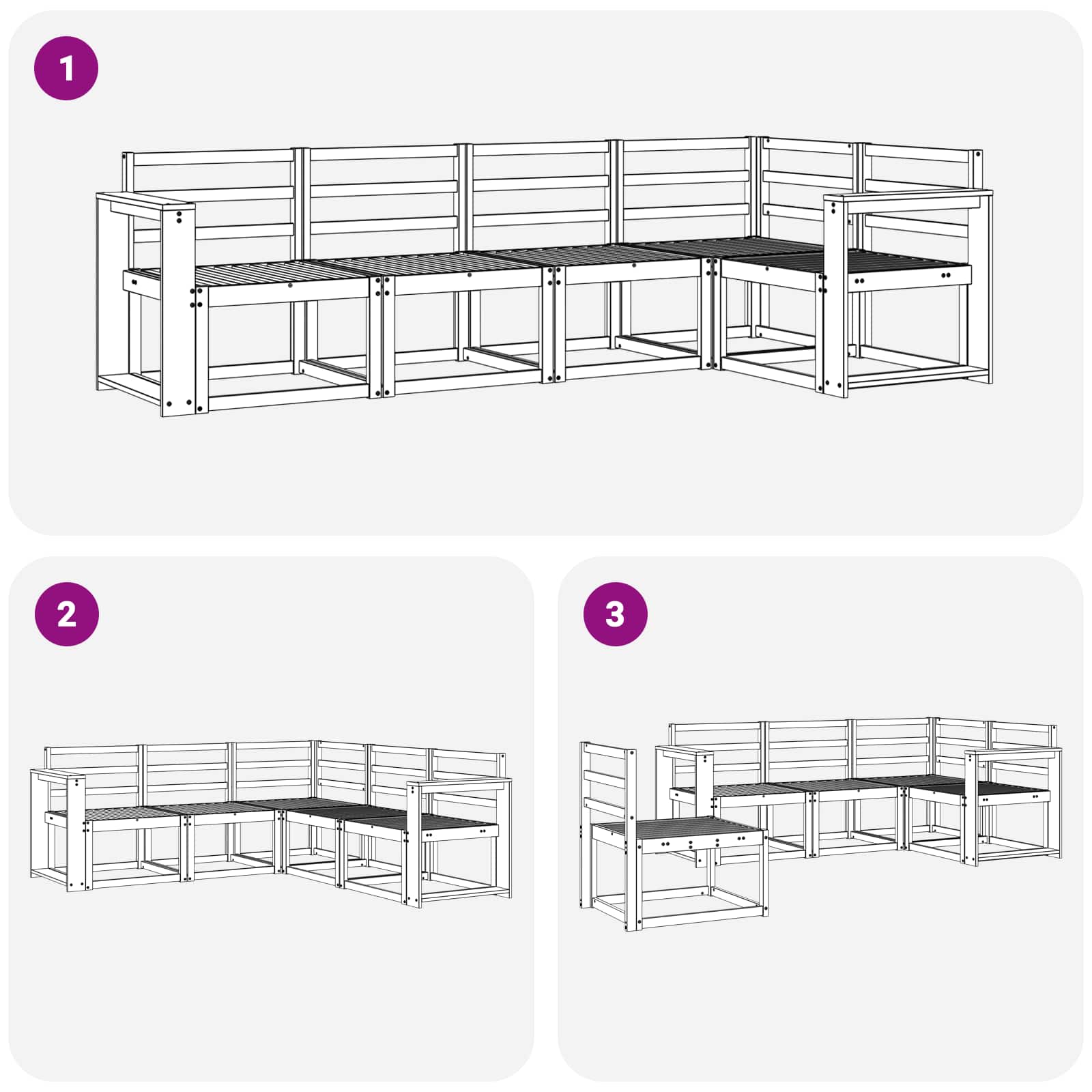Buiten bankenset 5 pcs Wit Massief Acaciahout image 6