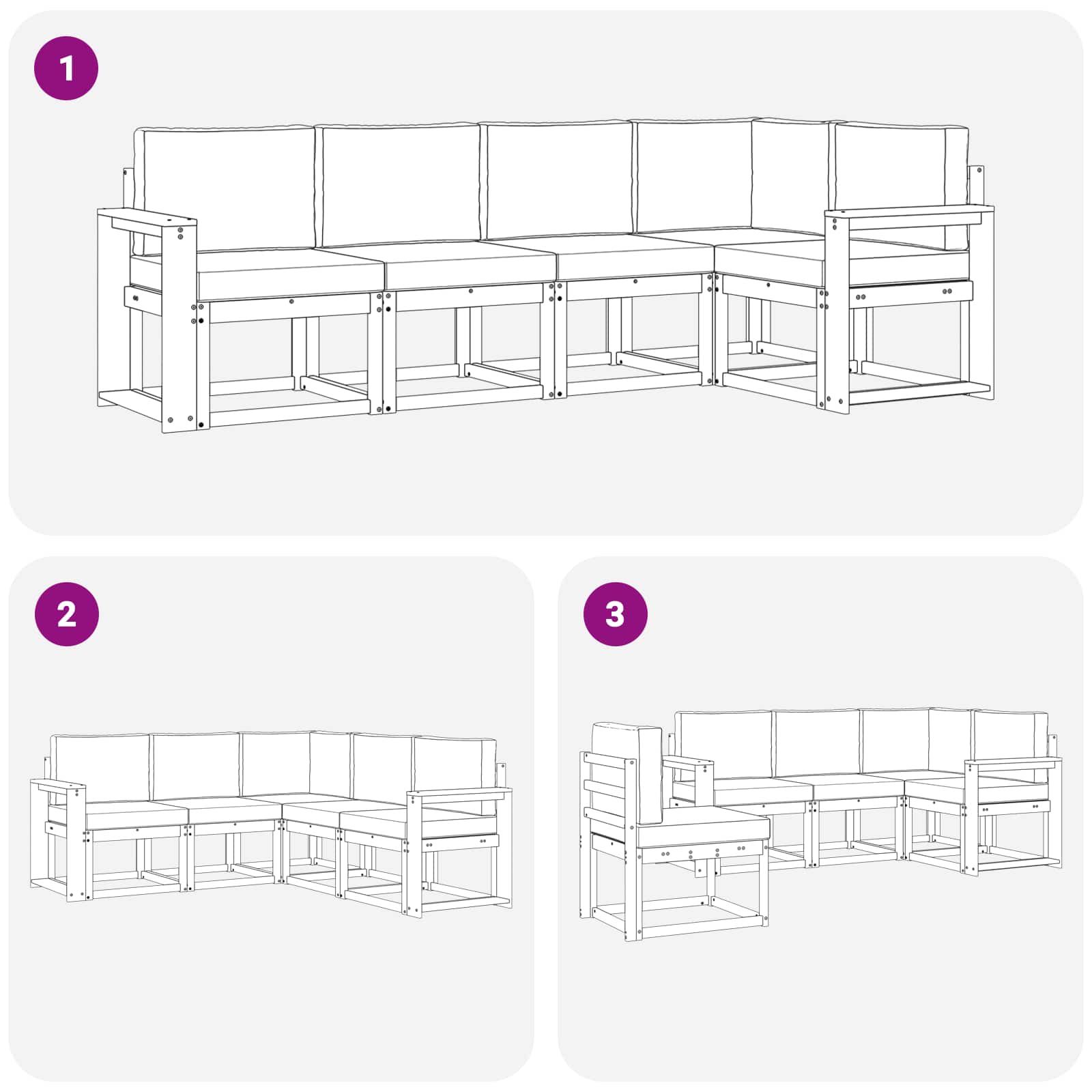 Zunanja garnitura za sedenje z blazino 5 pcs Bela in antracit - slika 7