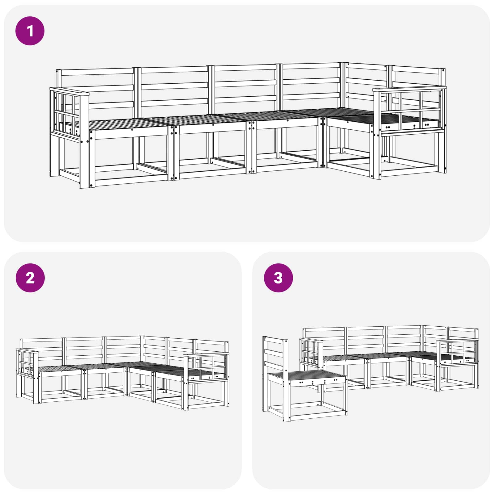 Buiten bankenset 5 pcs Wit Massief Acaciahout image 6