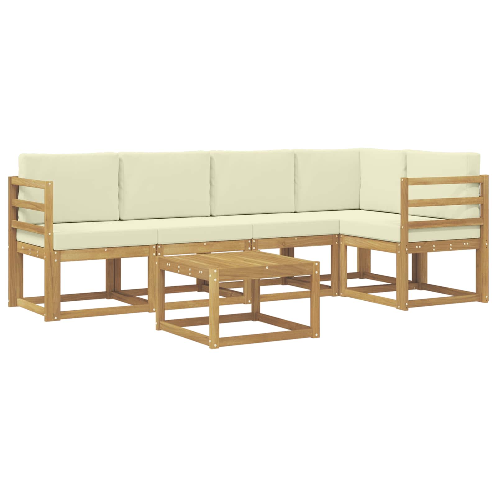 Buiten bankenset 6 pcs Wit en crèmekleurig Massief Acaciahout image 2