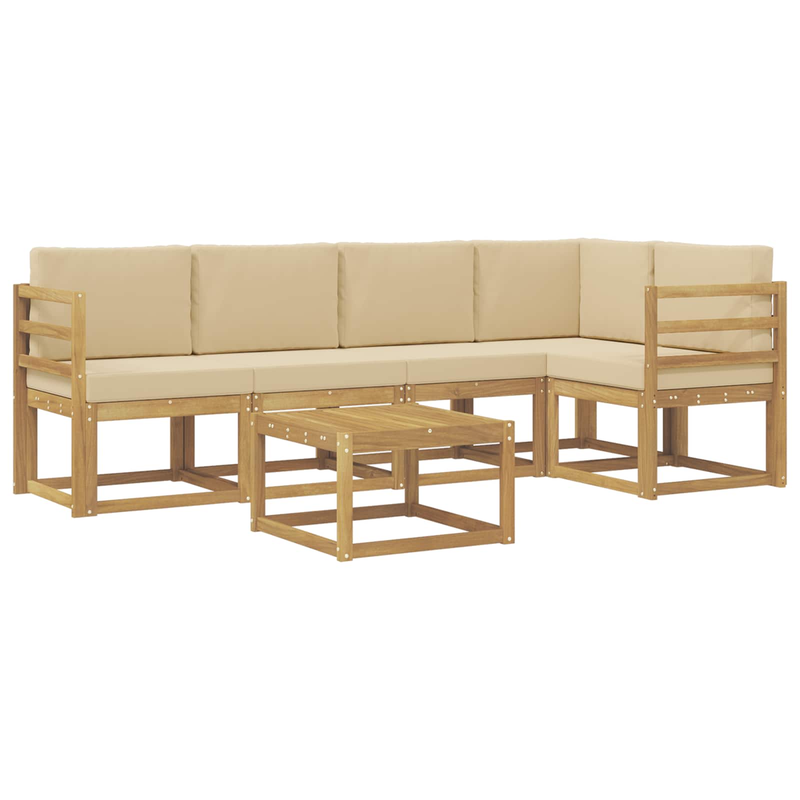 Buiten bankenset 6 pcs Wit en Beige Massief Acaciahout image 2